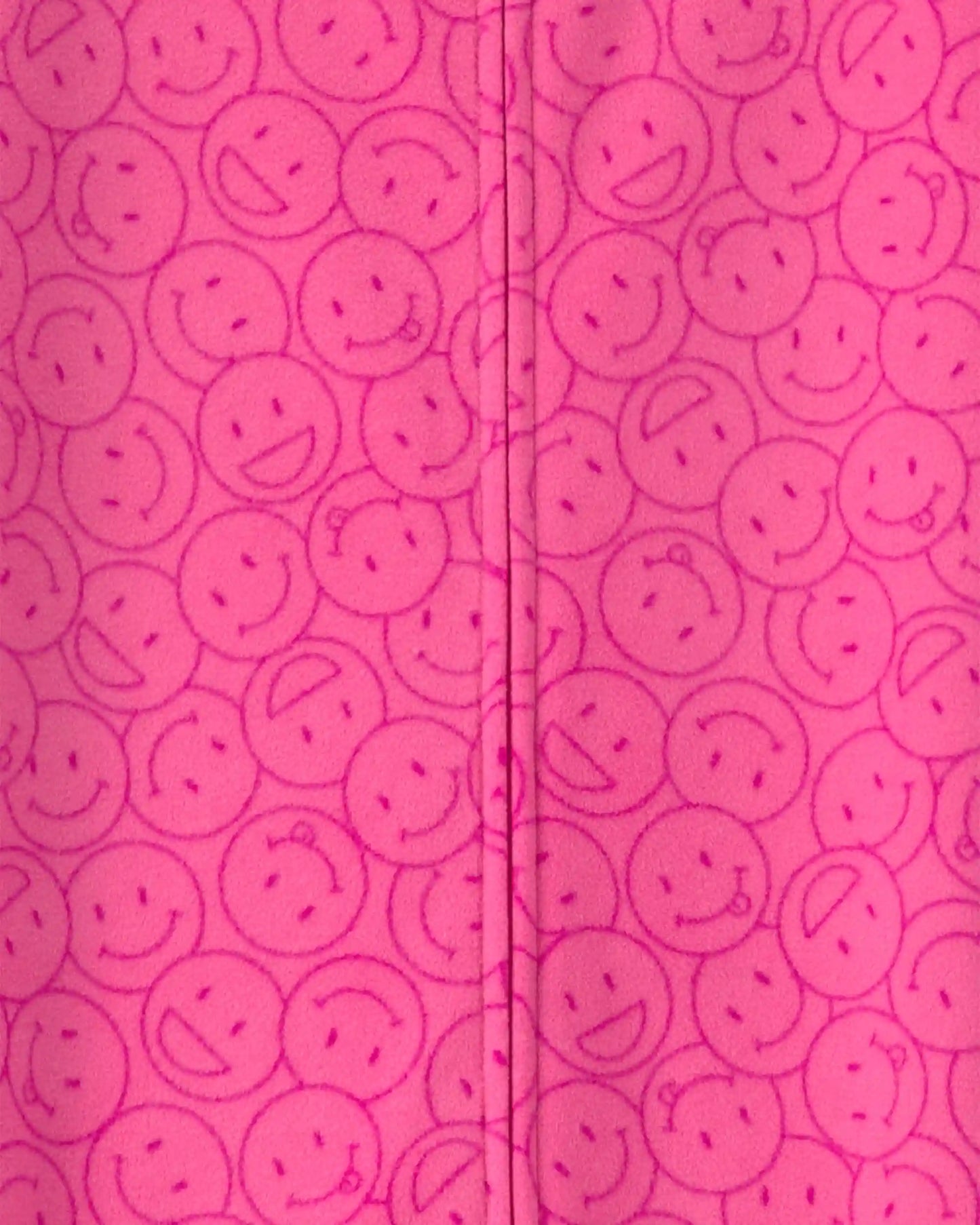 Girls 1-Piece Smiley Faces Fleece Loose Fit Footed Pajama - Pink