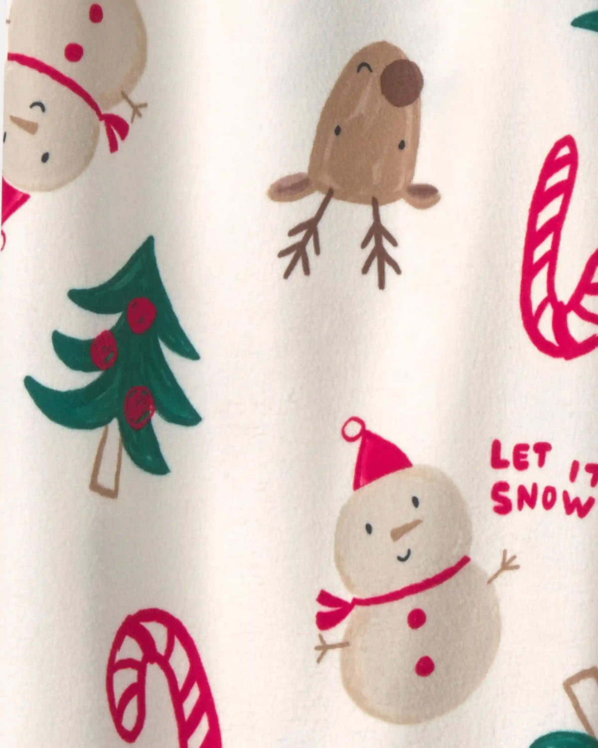 Kids Christmas Icon Fleece Loose Fit Pajama Bottoms - Cream