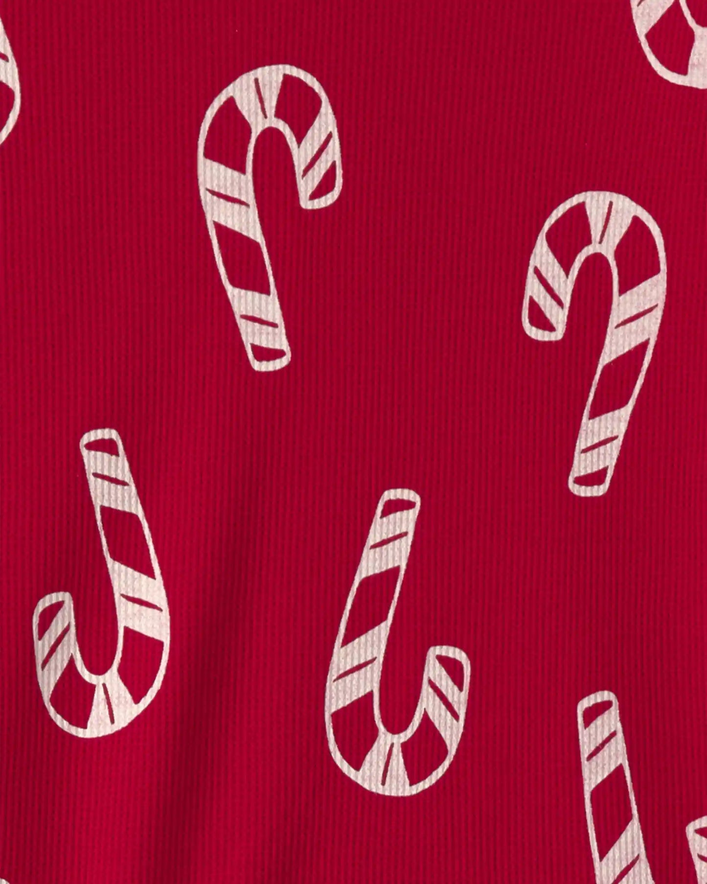 Adult Candy Cane Christmas Thermal Snug Fit 2-Piece Pajama Set - Red