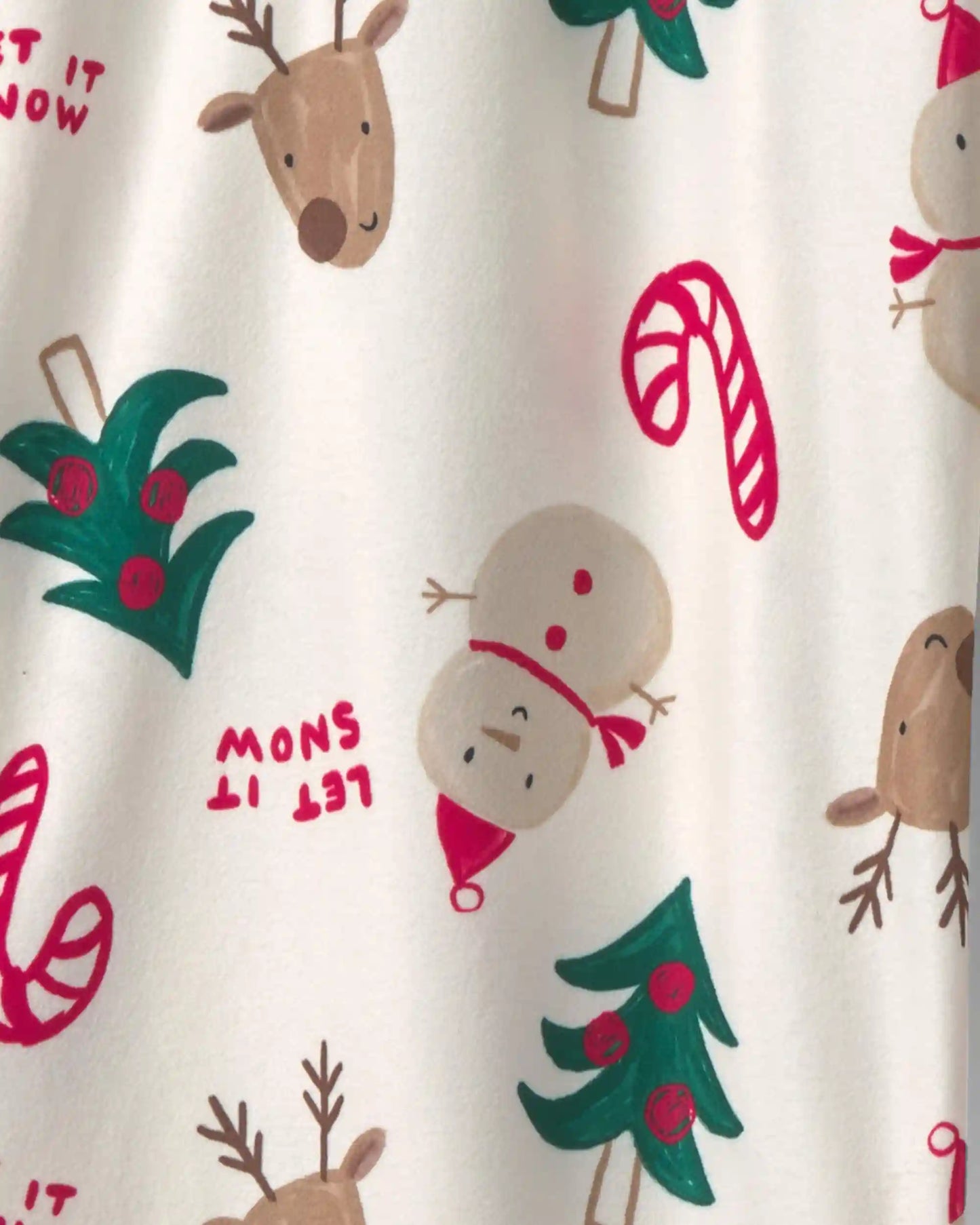 Adult Christmas Icon Fleece Loose Fit Pajama Bottoms - Cream