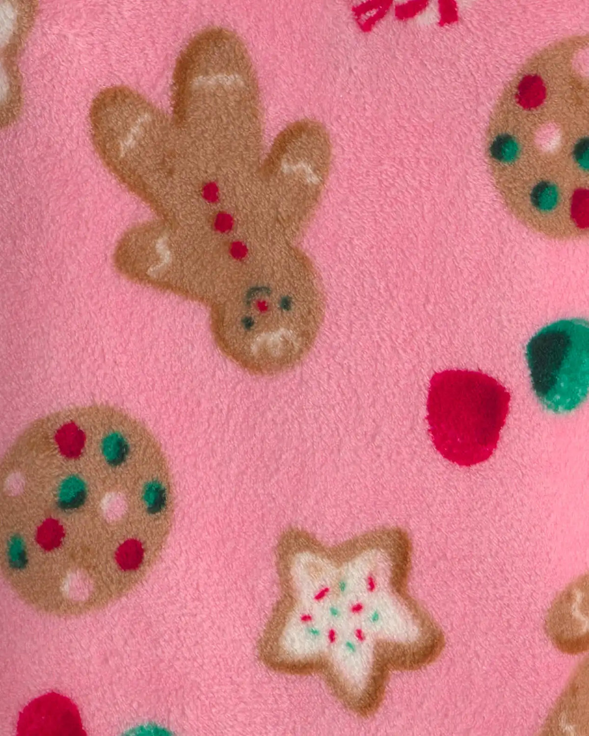 Girls Christmas Gingerbread Fleece Pajama Hoodie - Pink