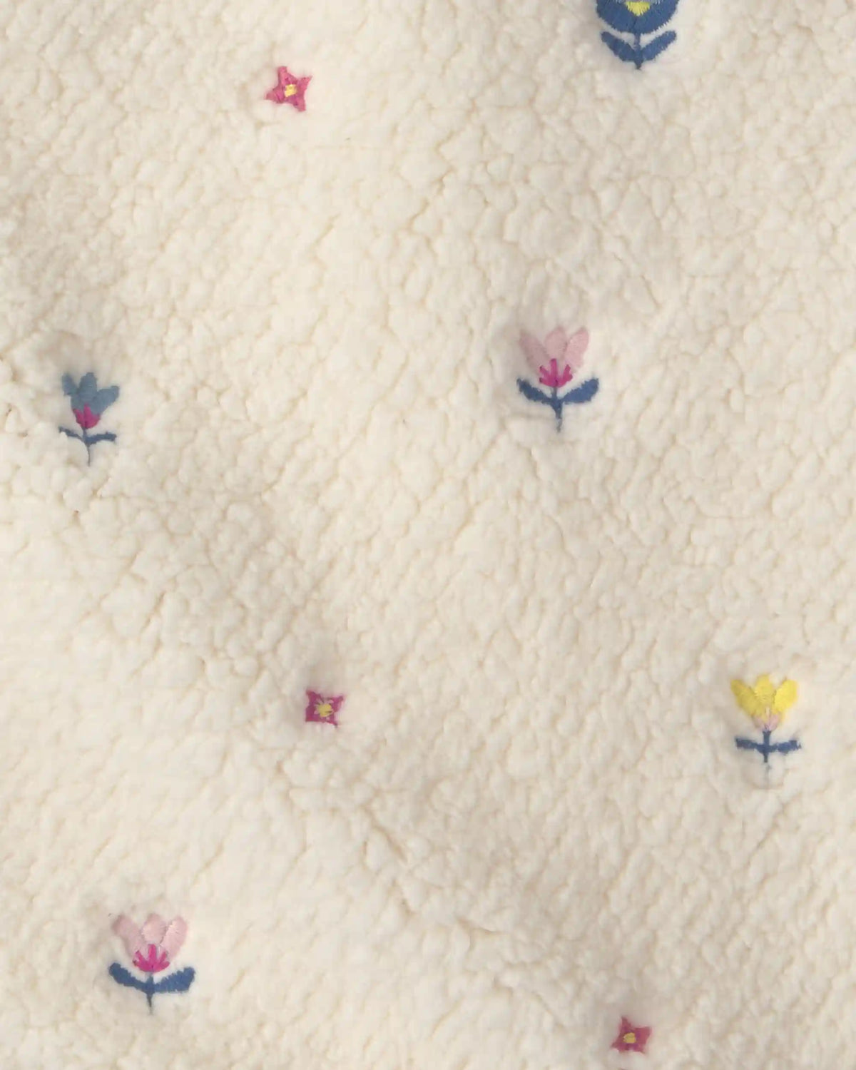 Girls Floral Teddy Fleece Vest - Cream