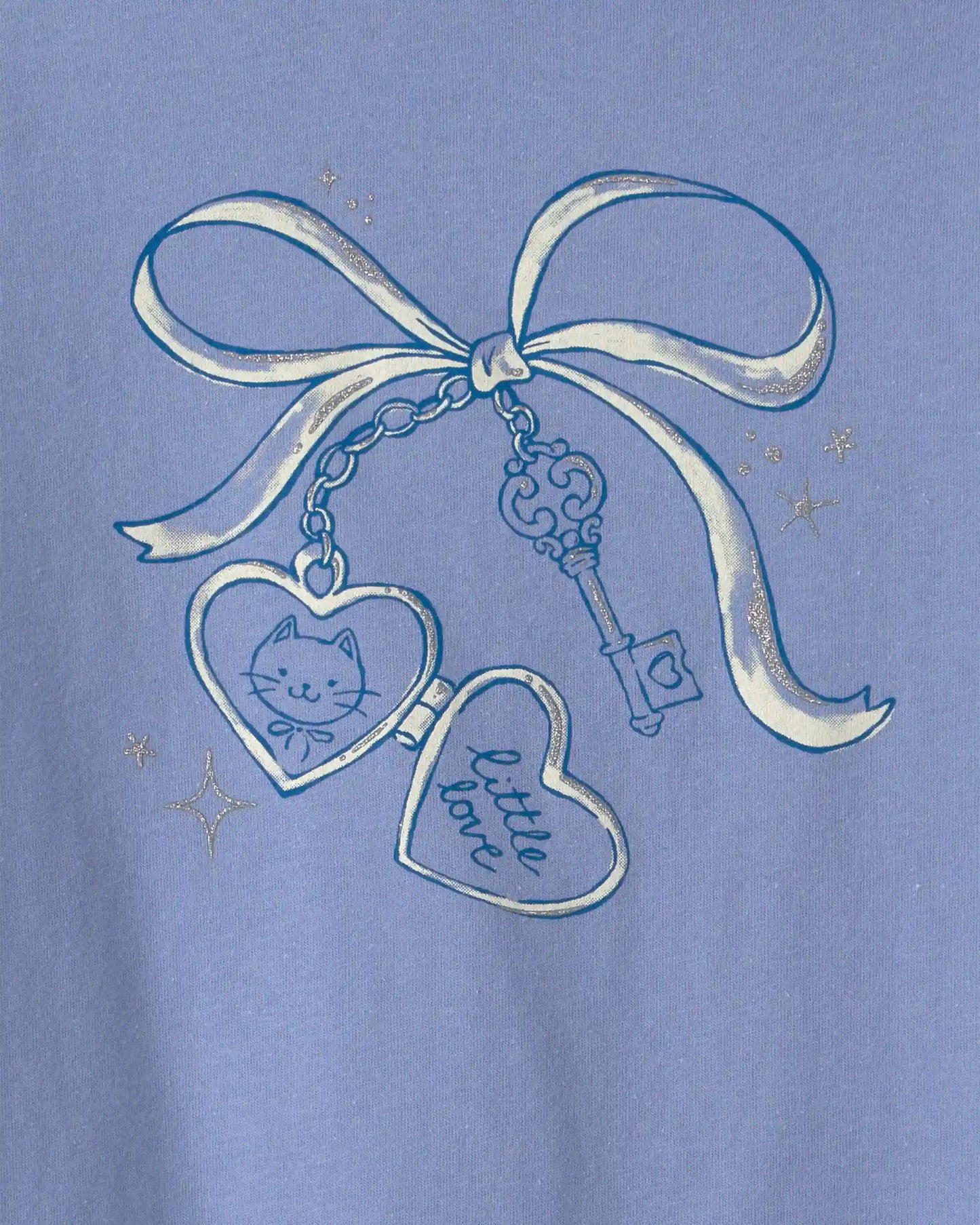 Girls Bow Keychain Long-Sleeve Graphic Tee - Purple