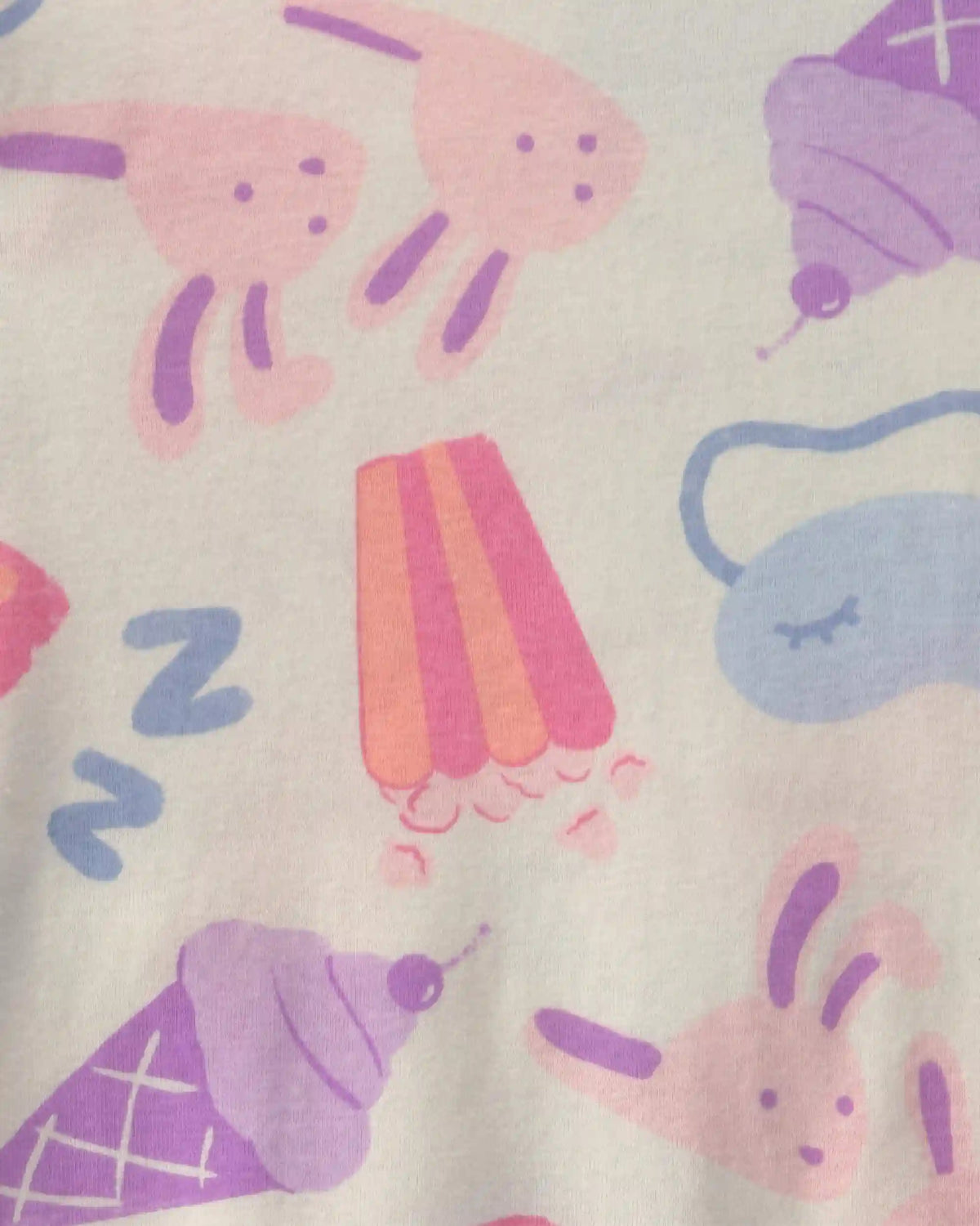 Girls Snacks 100% Cotton 6-Piece Pajama Sets - Pink/Purple/Cream