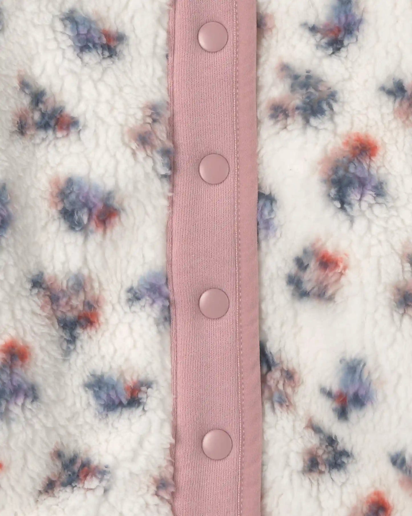 Girls Floral Fleece Jacket - Pink/White