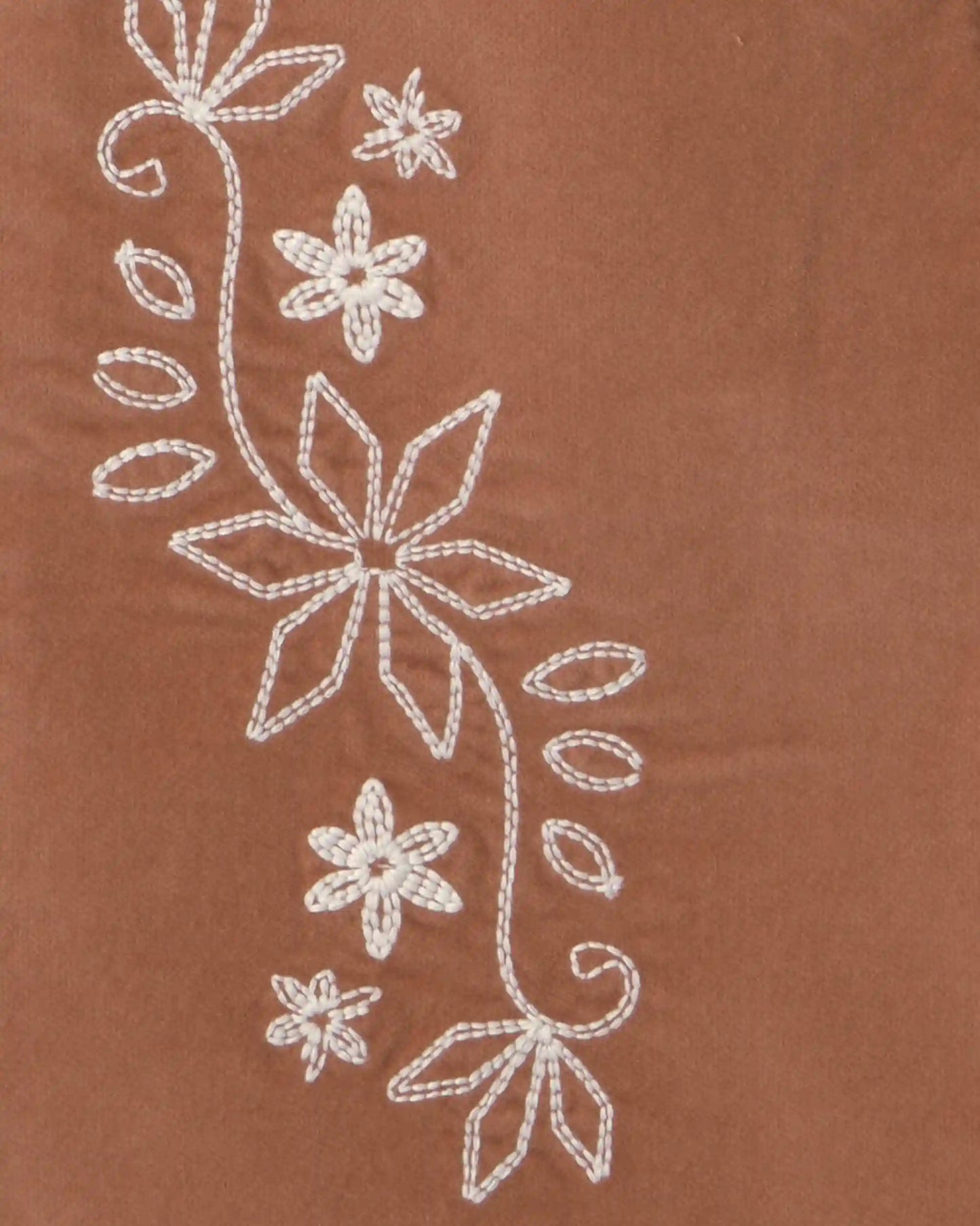 Girls Floral Embroidered Corduroy Flare Pants - Brown