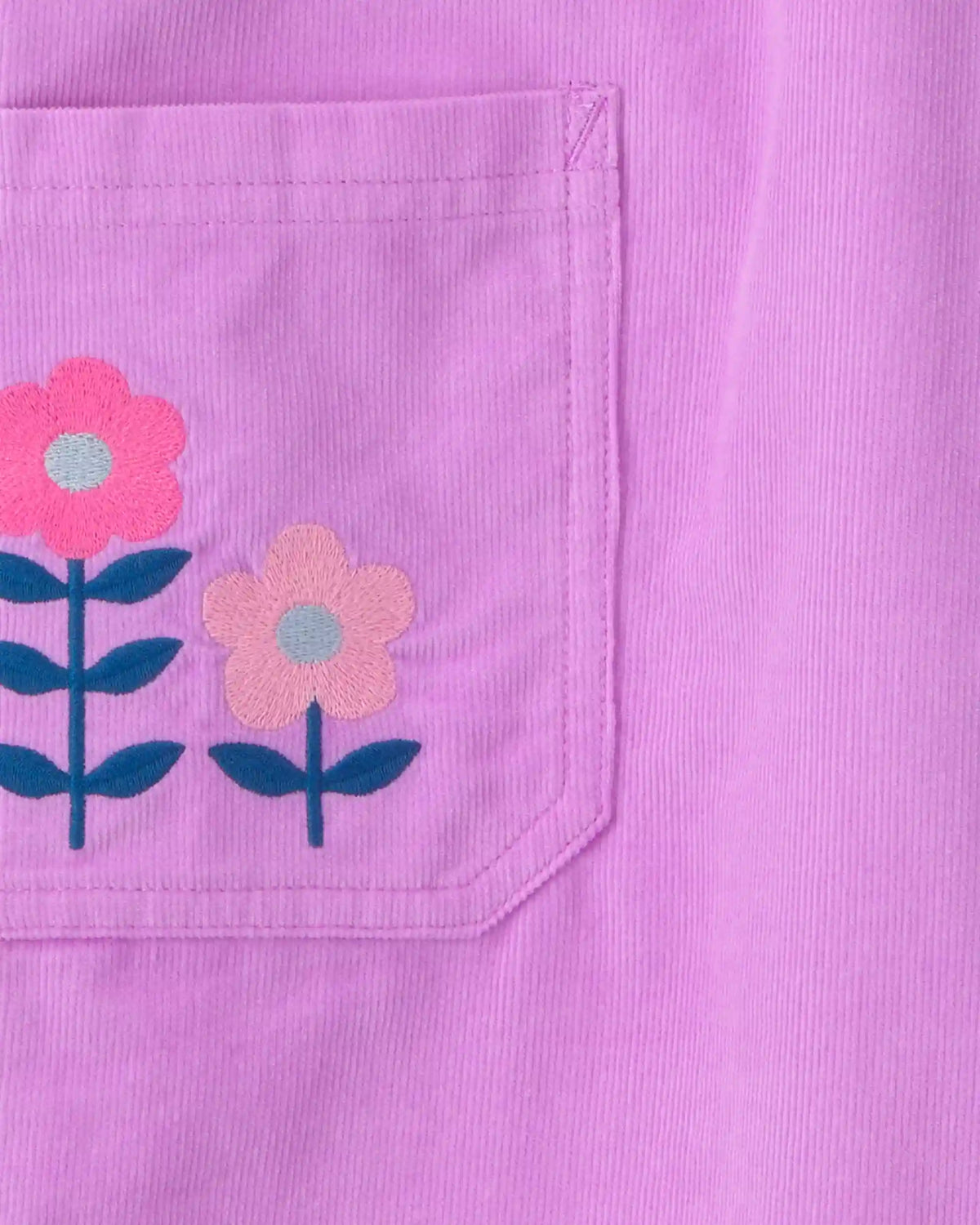 Girls Flower Corduroy Wide-Leg Pants - Purple