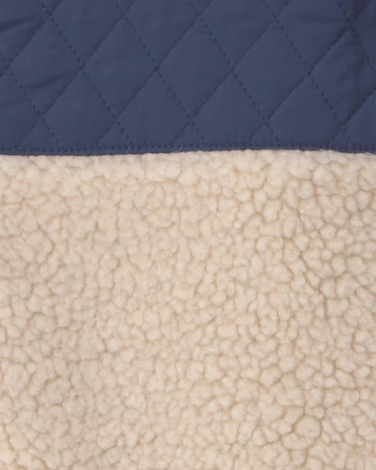 Boys Teddy Fleece Color Block Zip-Up Hoodie - Navy Blue/Cream