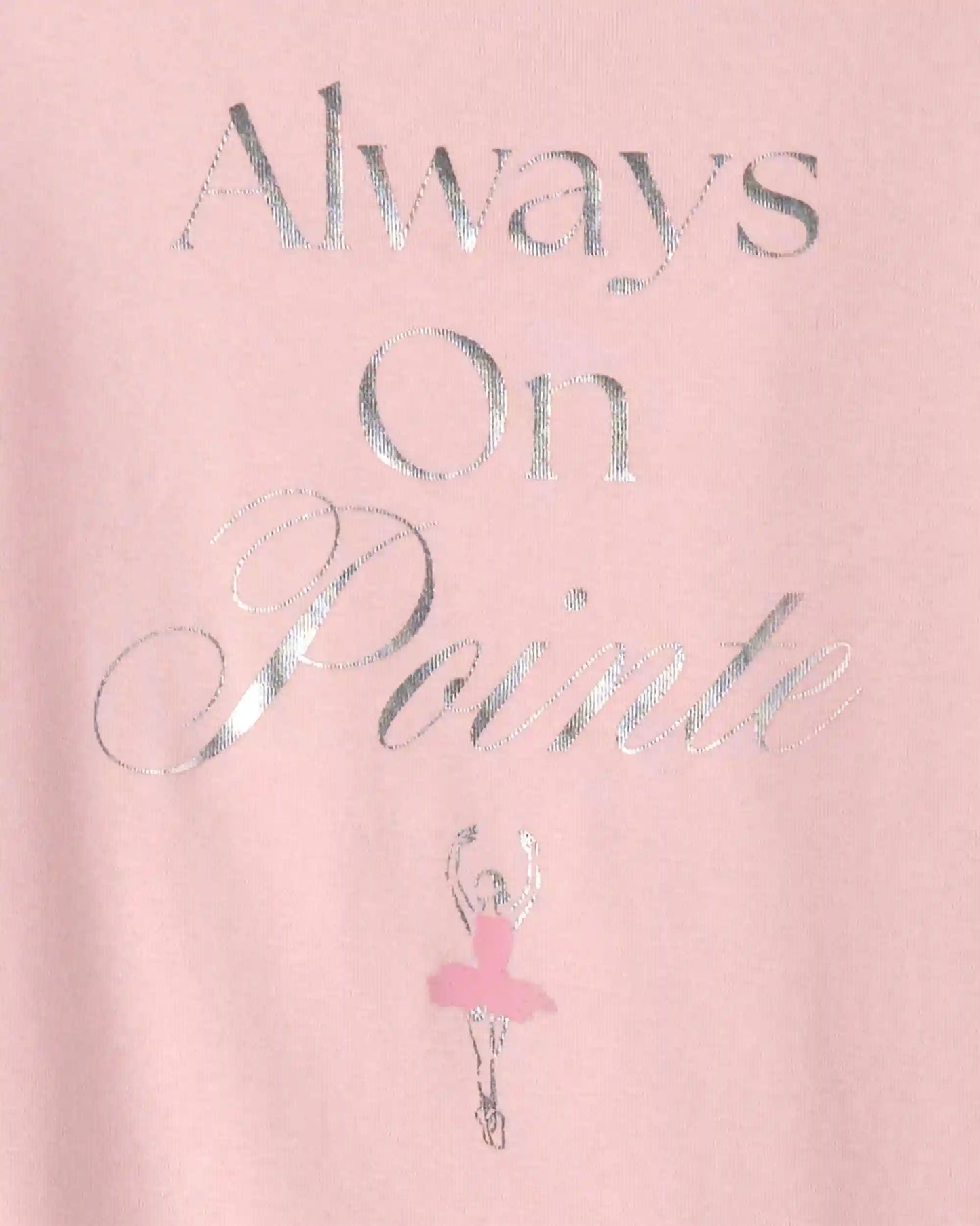 Girls 'Always On Pointe' Ballerina 100% Cotton 4-Piece Pajama Set - Pink/White