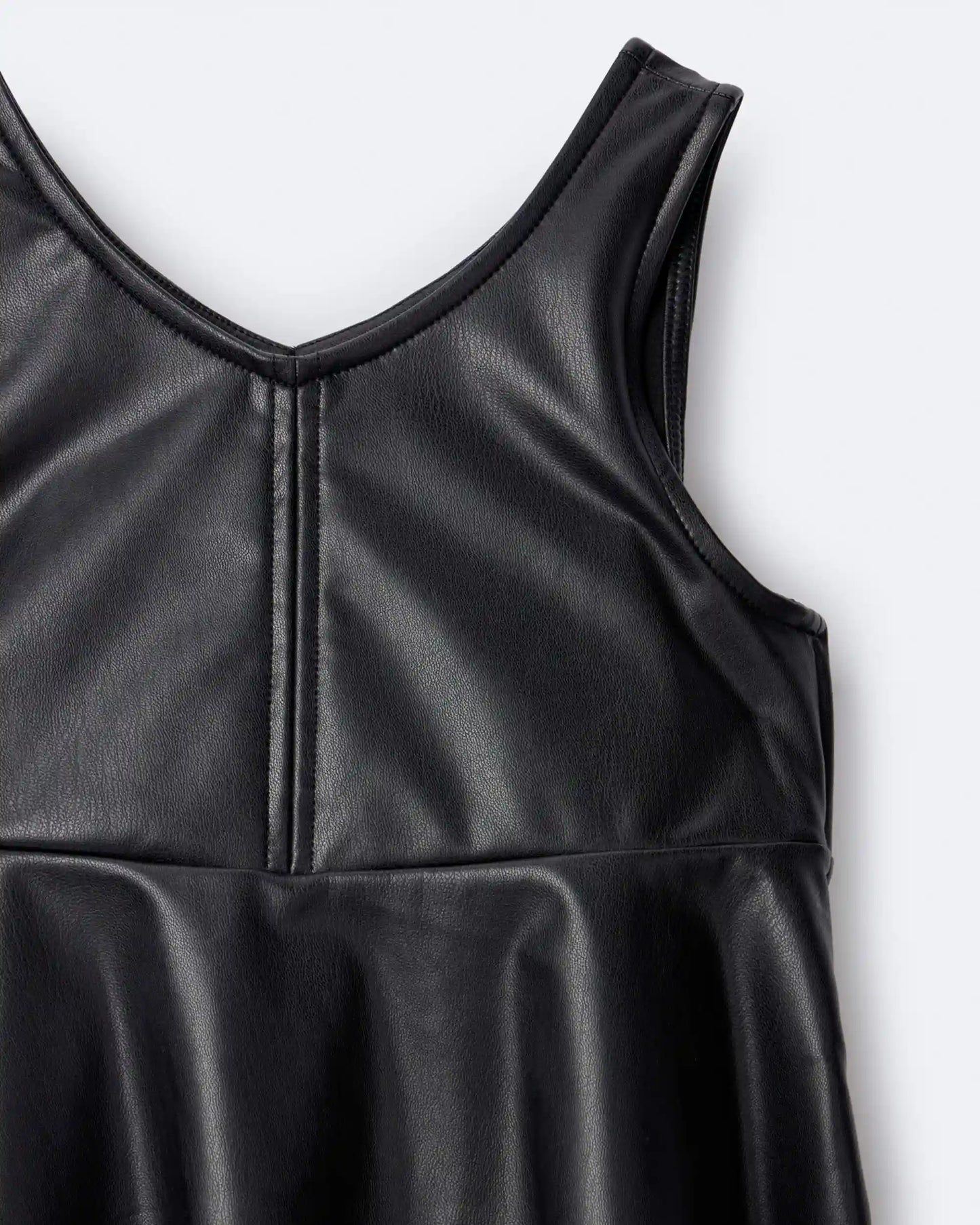 Toddler Girl Faux Leather Sleeveless Dress - Black
