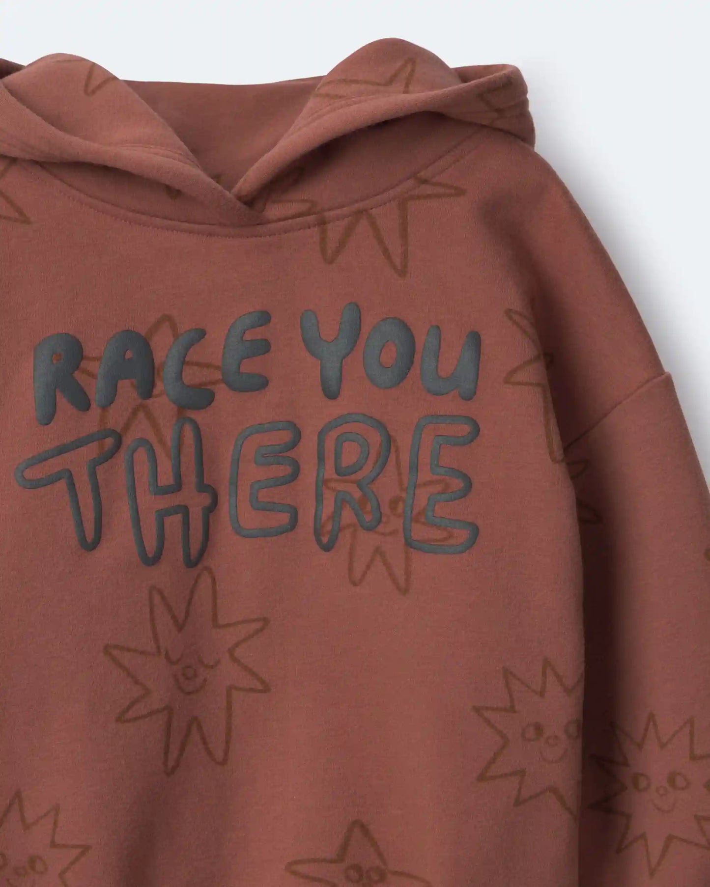 Toddler Race You There' Fleece Hoodie - Rust