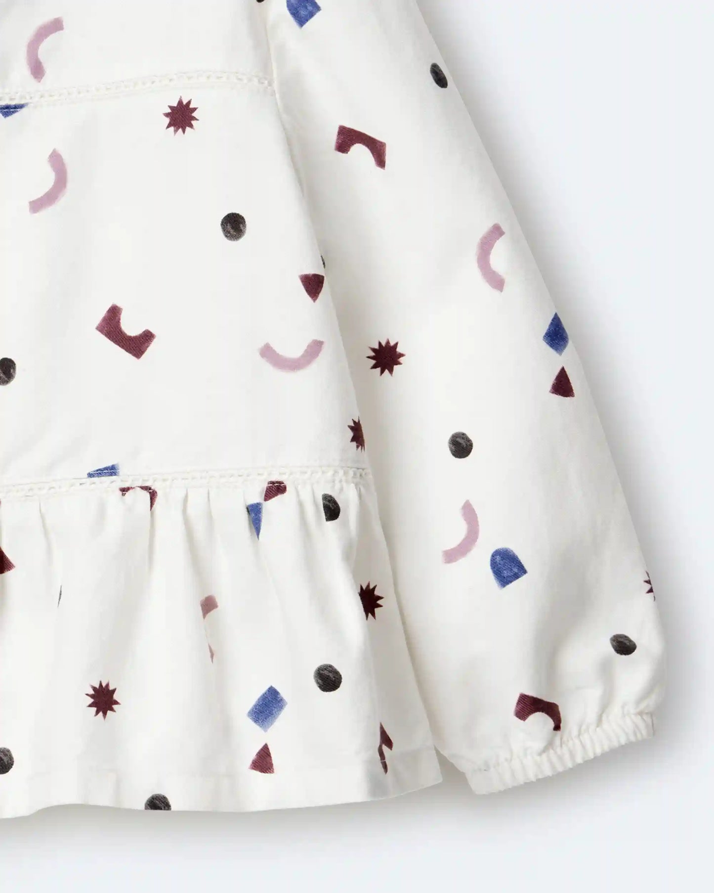 Toddler Girl Peplum Long-Sleeve Top with Shapes - Ivory