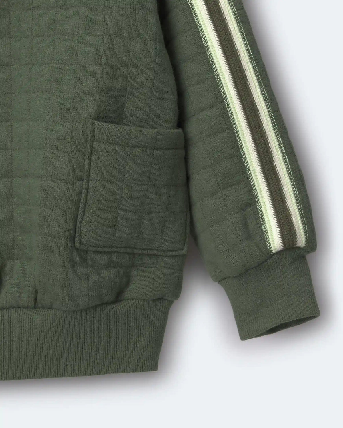 Toddler Boy Quarter-Zip Sweatshirt with Pockets - Olive