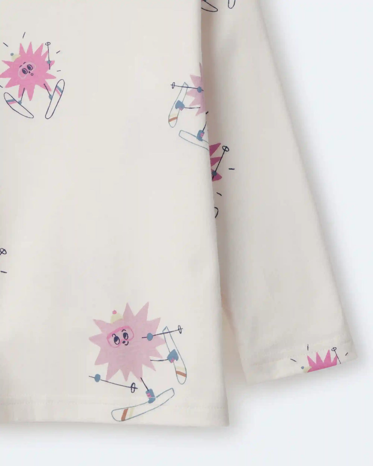 Toddler Girl Skiing Abstract Long-Sleeve Relaxed Graphic Tee - Cream