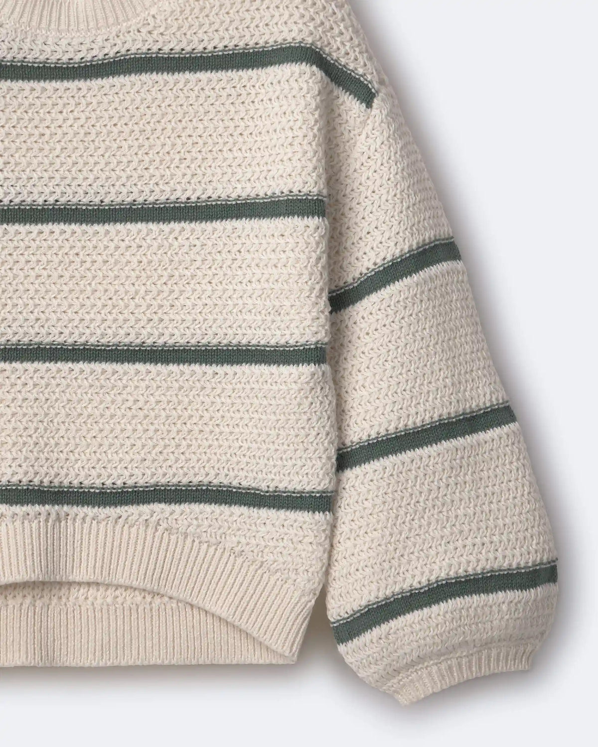Toddler Girl Striped Balloon-Sleeve Sweater - Cream/Olive