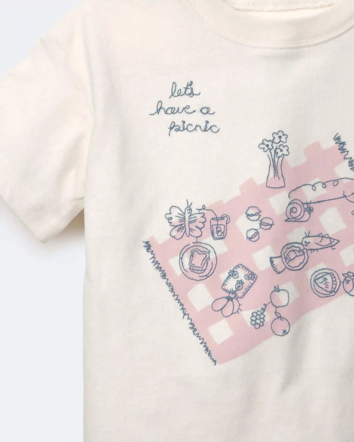 Toddler Girl 'Let's Have A Picnic' Relaxed Graphic Tee - Cream