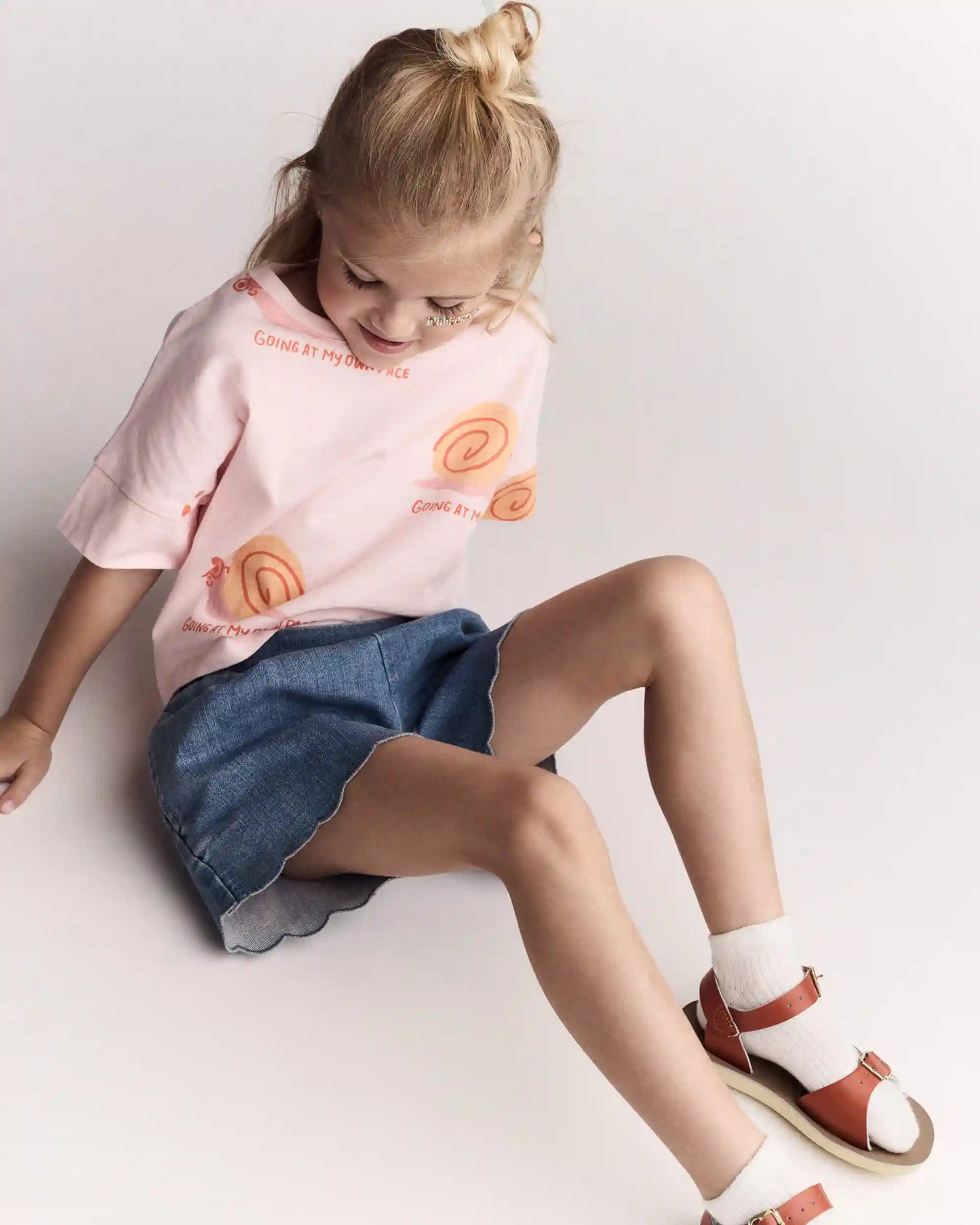 Toddler Girl 'My Own Pace' Snail High-Low Dolman Tee - Light Pink