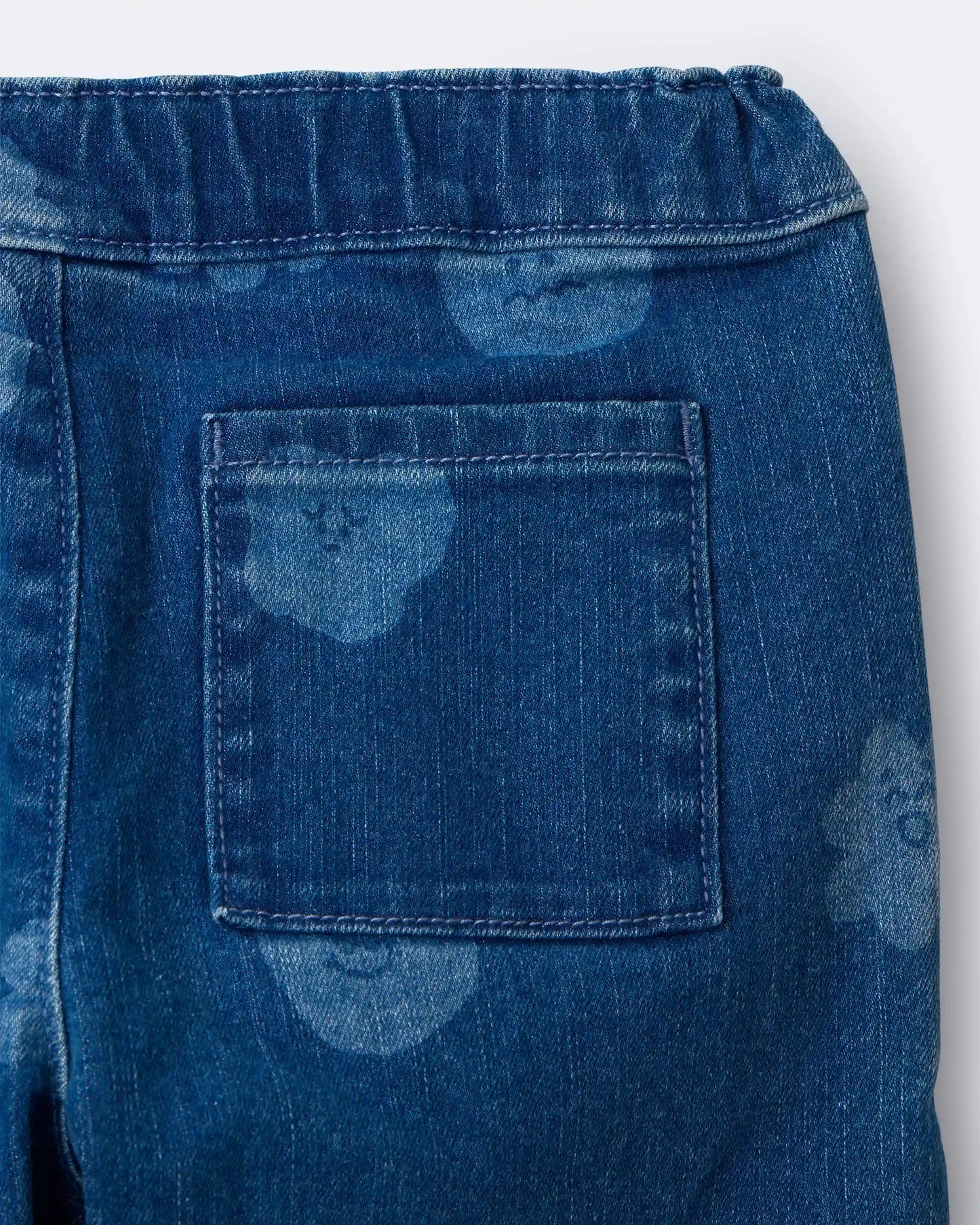 Toddler Girl Character Print Cuffed Pleat Pant in Denim - Blue