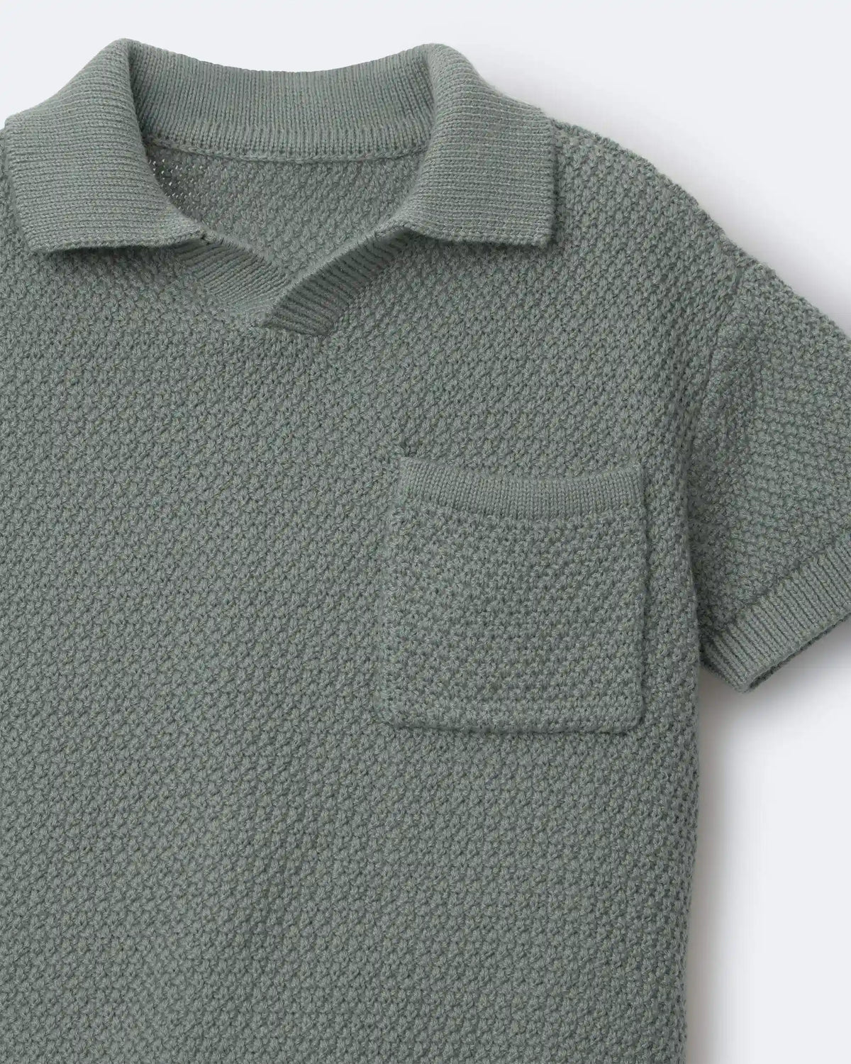 Toddler Boy Knit Polo with Pocket - Olive