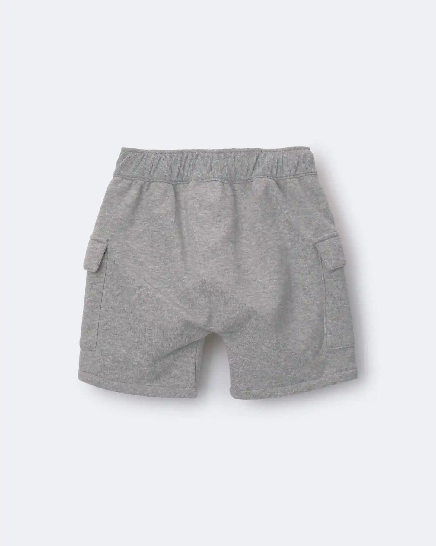 Toddler Boy French Terry Cargo Shorts with Pockets - Grey