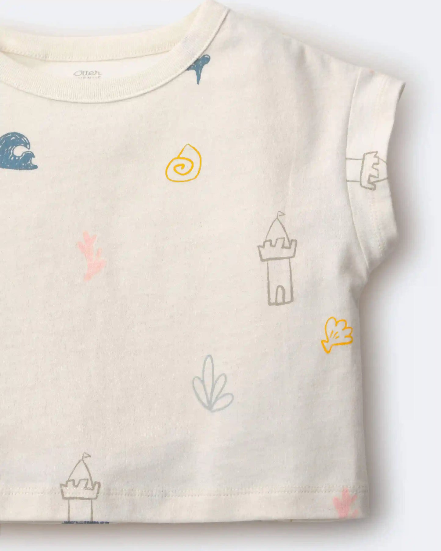Toddler Girl Boxy Tee in Sandcastle Print - Cream