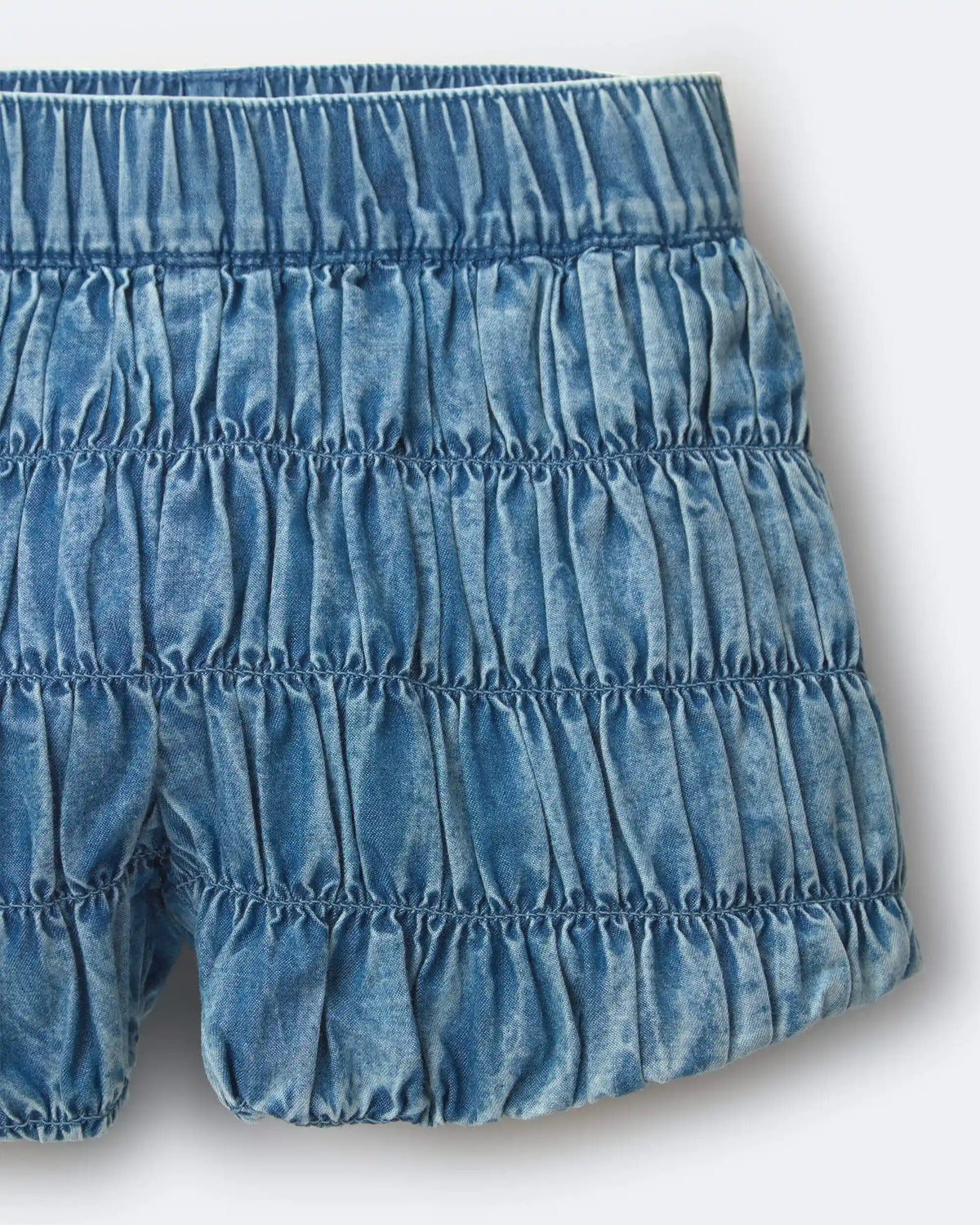 Toddler Girl Ruched Shorts in Chambray