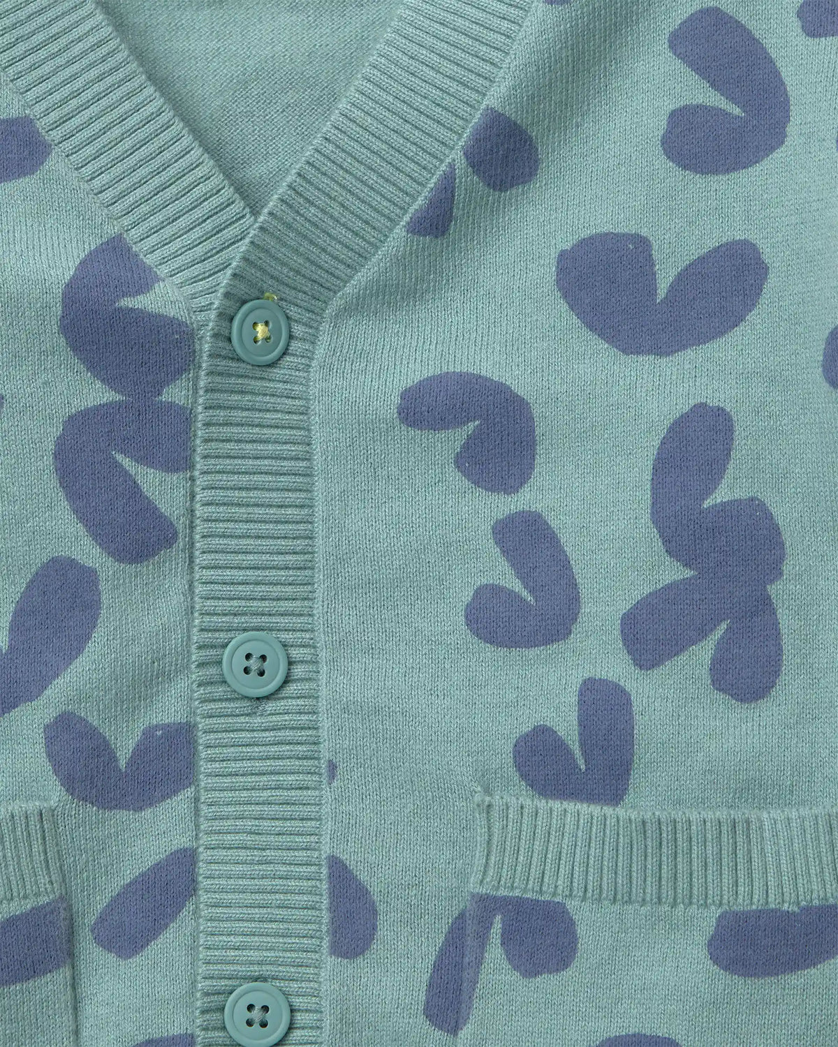 Toddler Cardigan with Avenue Pockets in Abstract Print - Teal