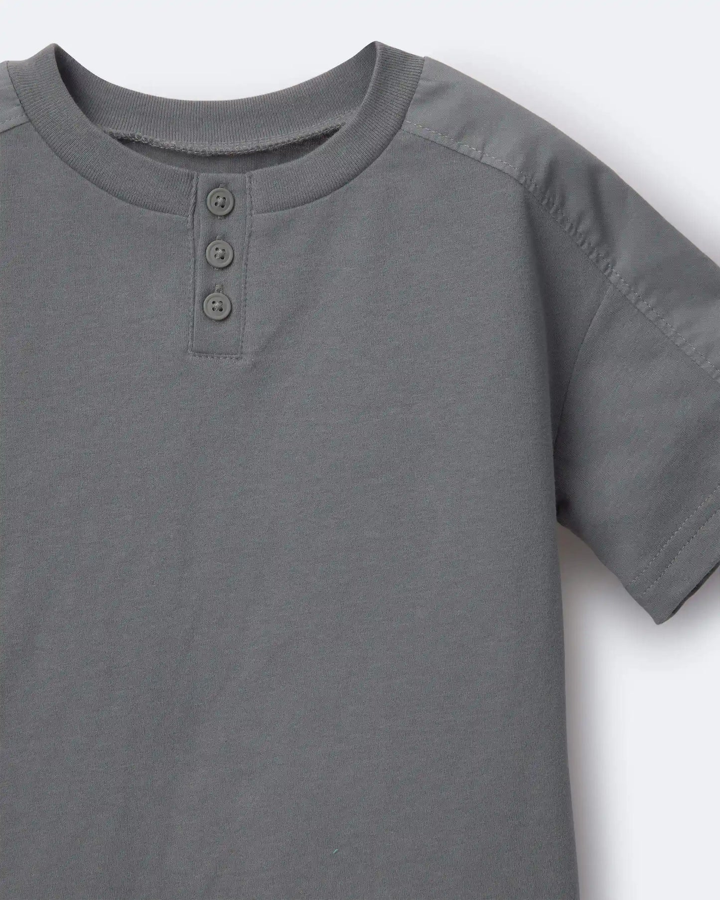 Toddler Boy Henley Tee - Dark Grey