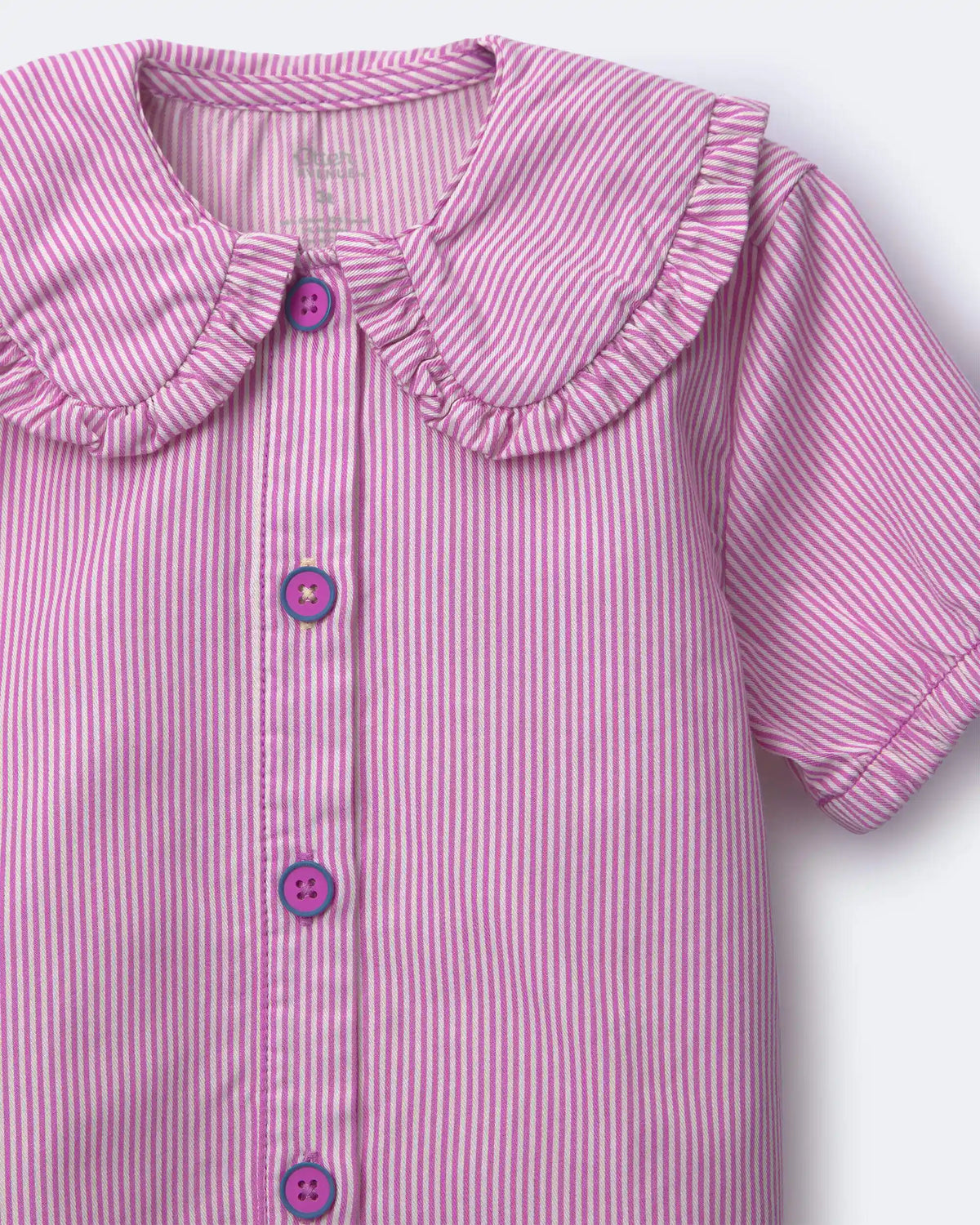 Toddler Girl Peter Pan Collar Top in Stripes - Pink