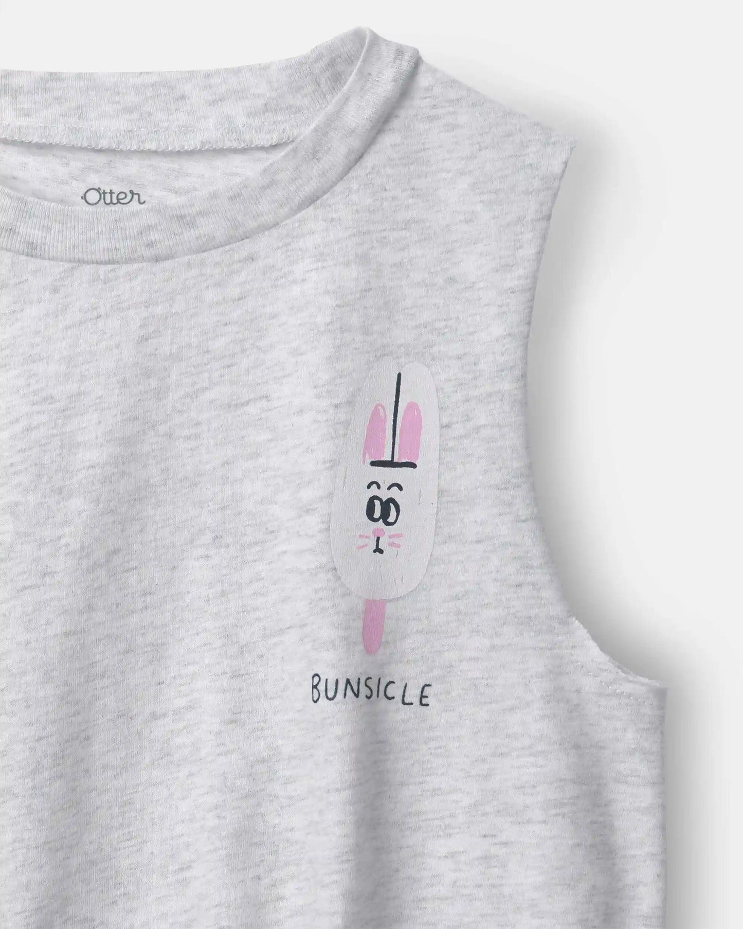 Toddler Girl 'Bunsicle' Elastic Waist Tank - Heather Grey