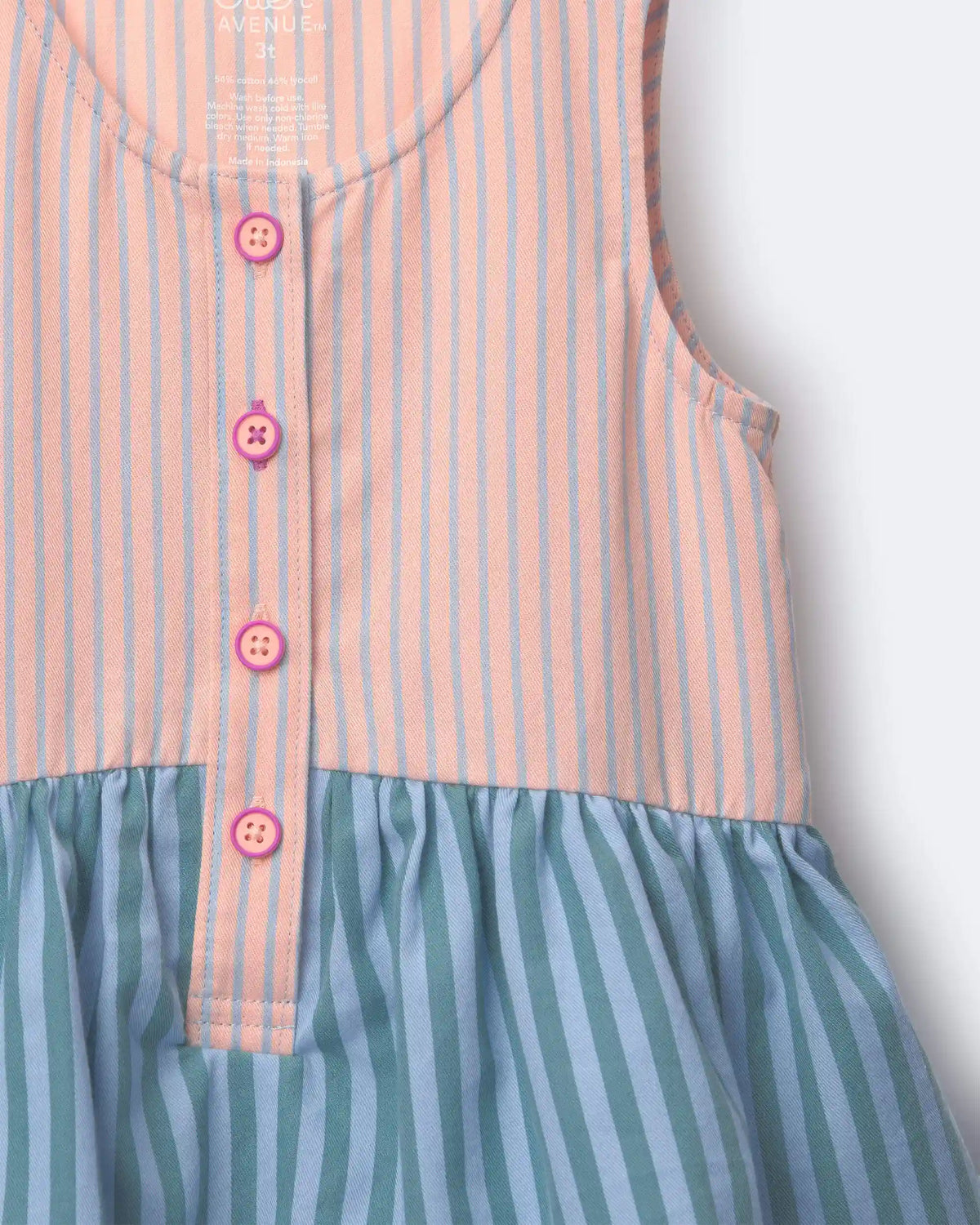 Toddler Girl Tiered Drop-Waist Dress in Stripes - Blue/Purple