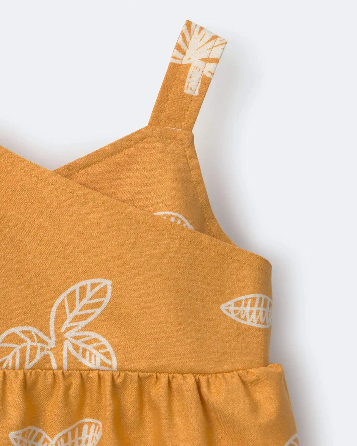 Toddler Girl Peplum Tank Top in Plant Print - Golden Yellow