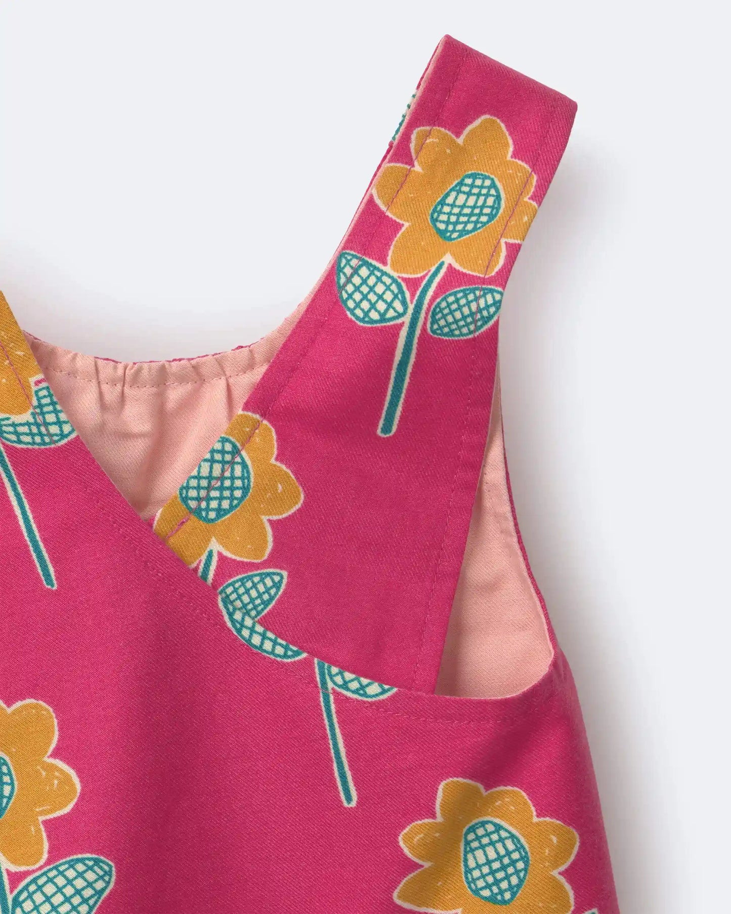 Toddler Girl Reversible Cross-Back Top in Floral Print - Hot Pink