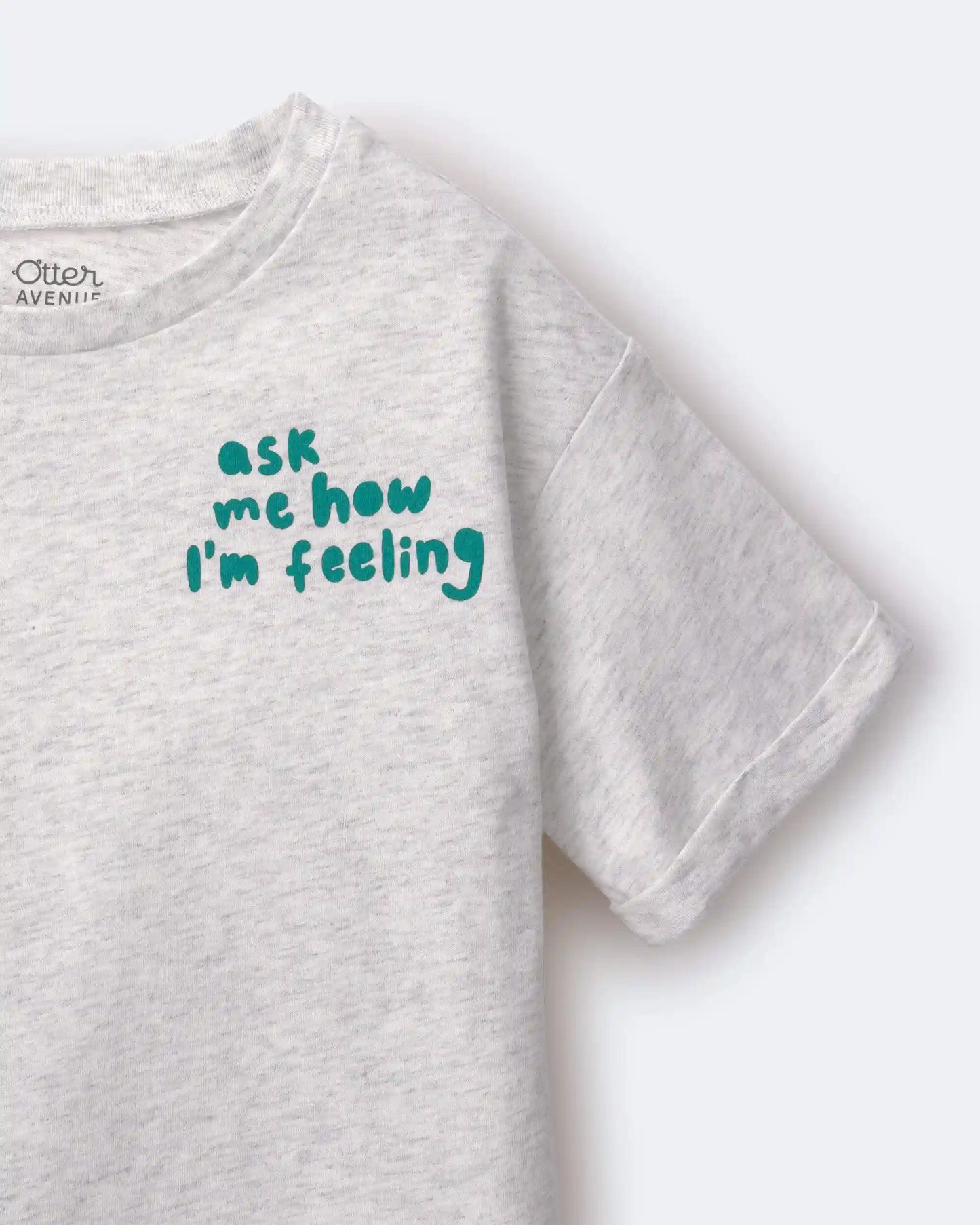 Toddler Girl 'Ask Me How I'm Feeling' Rolled Cuff Tee - Heather Grey