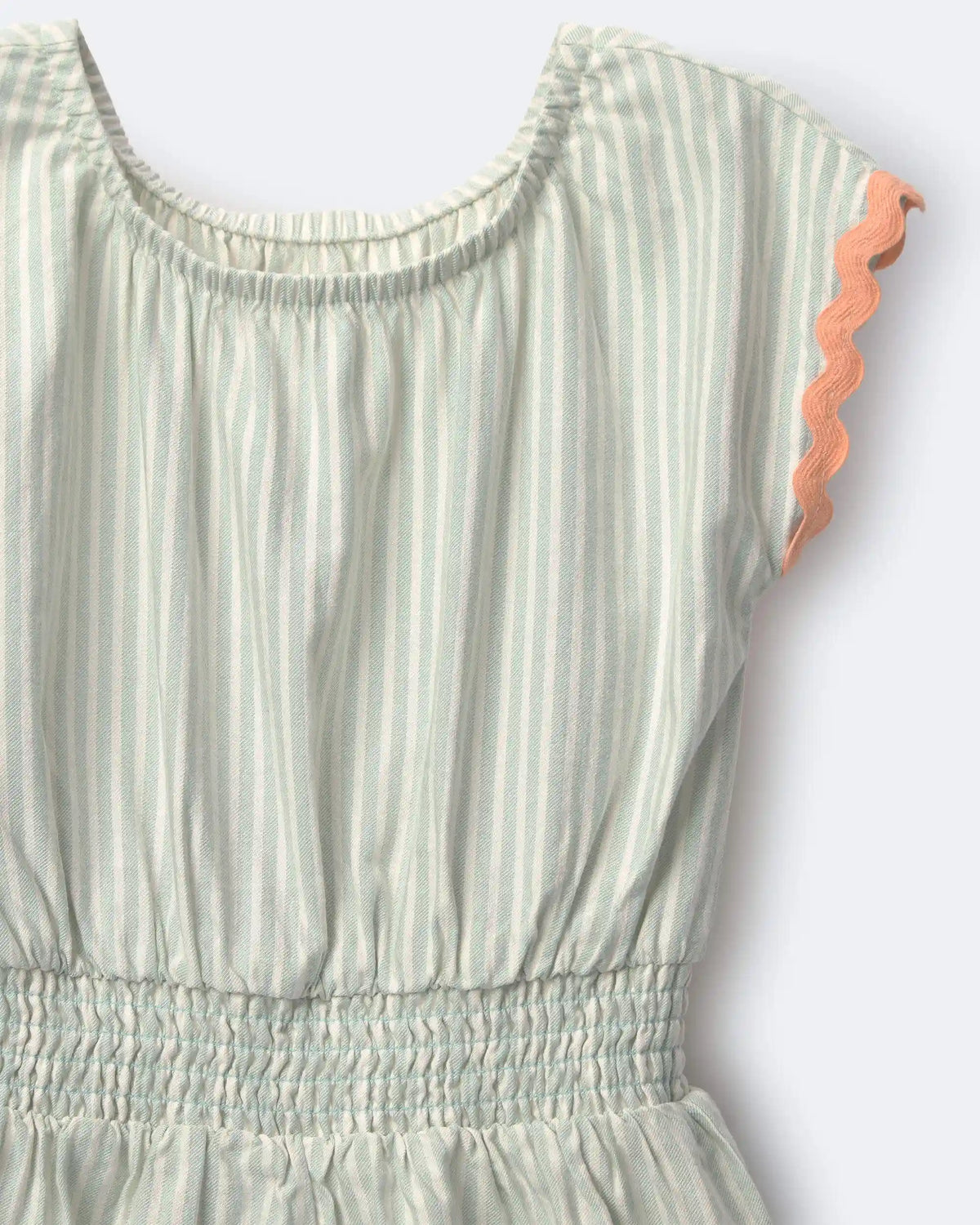 Toddler Girl Swing Romper with Pockets in Stripes- Light Blue