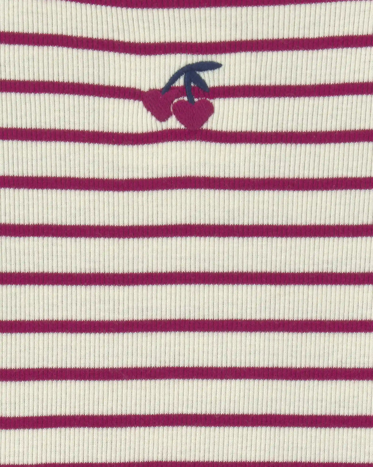 Toddler Girl Cherry Striped Rib Top - Burgundy/Cream