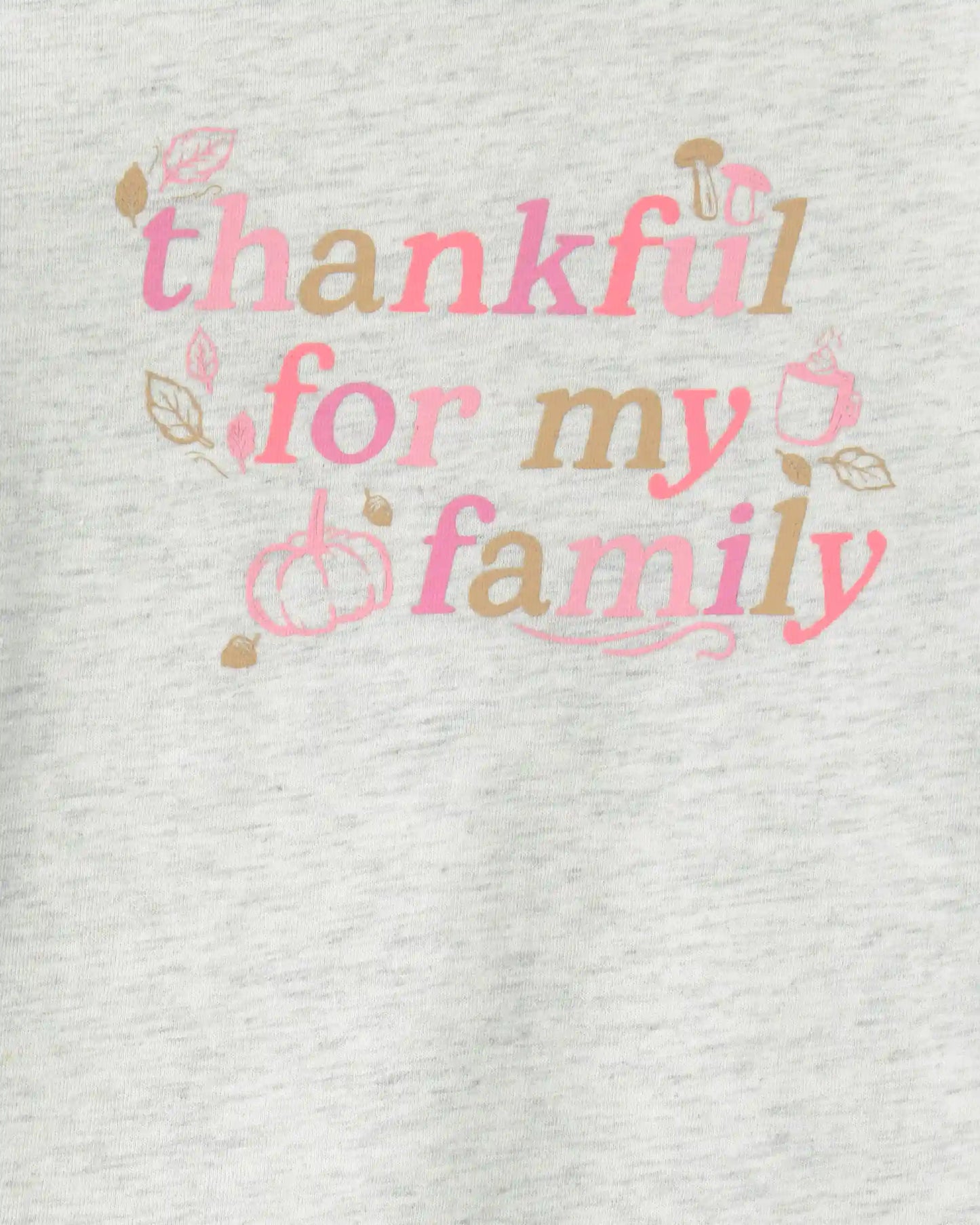 Toddler Girl 'Thankful For My Family' Long-Sleeve Graphic Tee - Grey