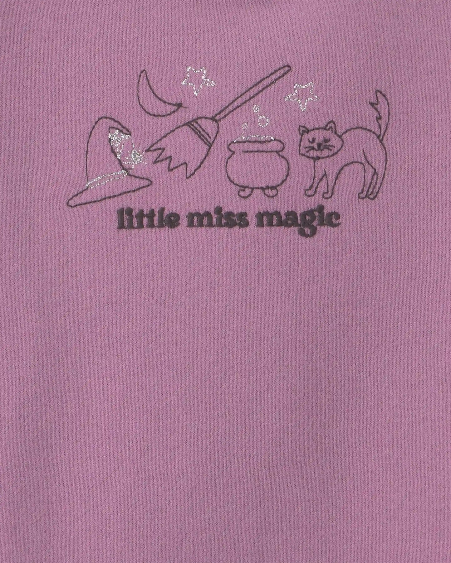 Toddler Girl 'Little Miss Magic' Halloween French Terry Pullover Sweatshirt - Purple