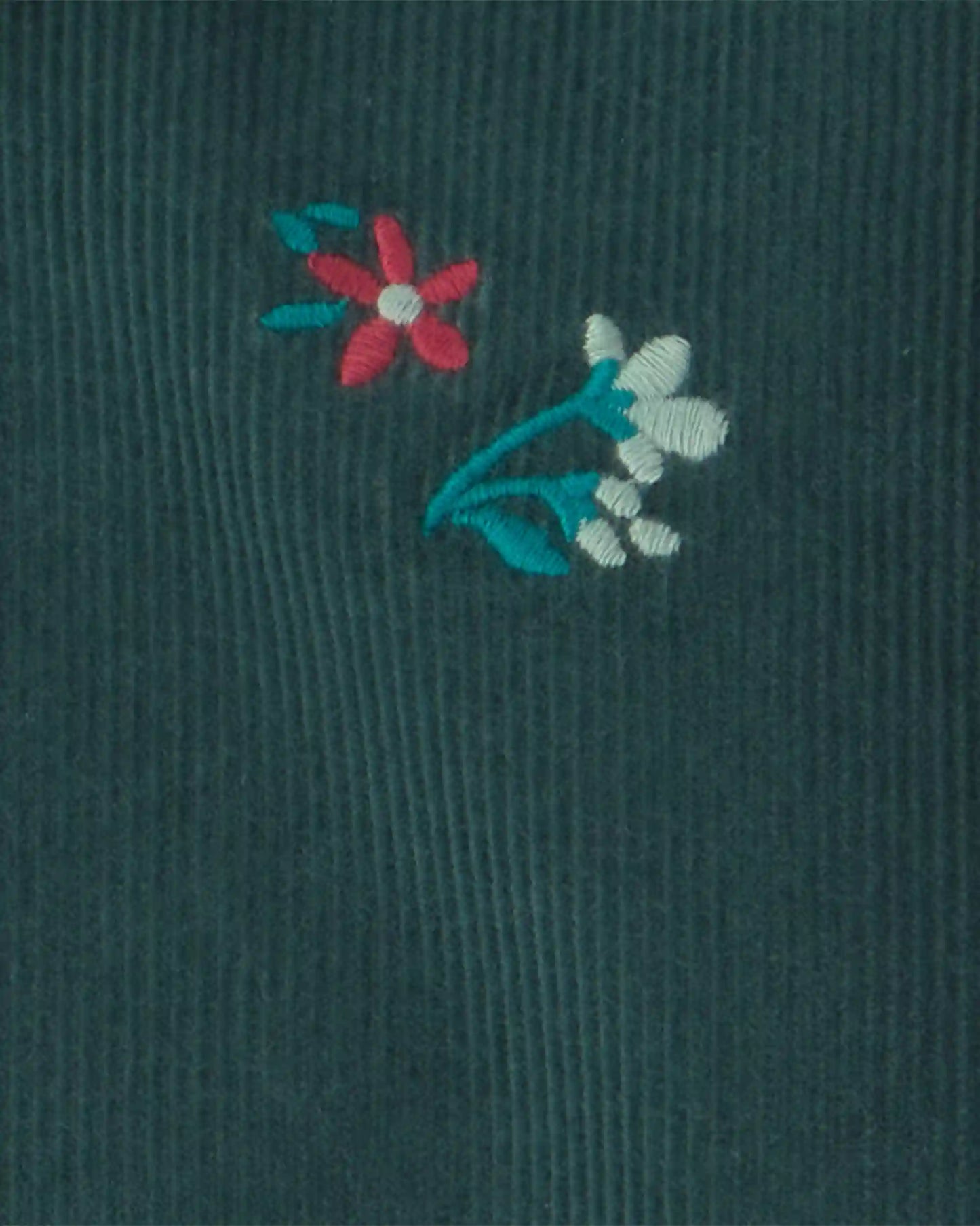 Toddler Girl Flower Embroidered Corduroy Jacket - Green