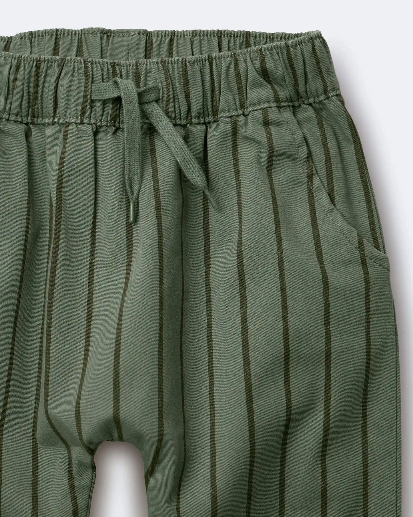 Toddler Boy Playground Pants in Stripes - Olive
