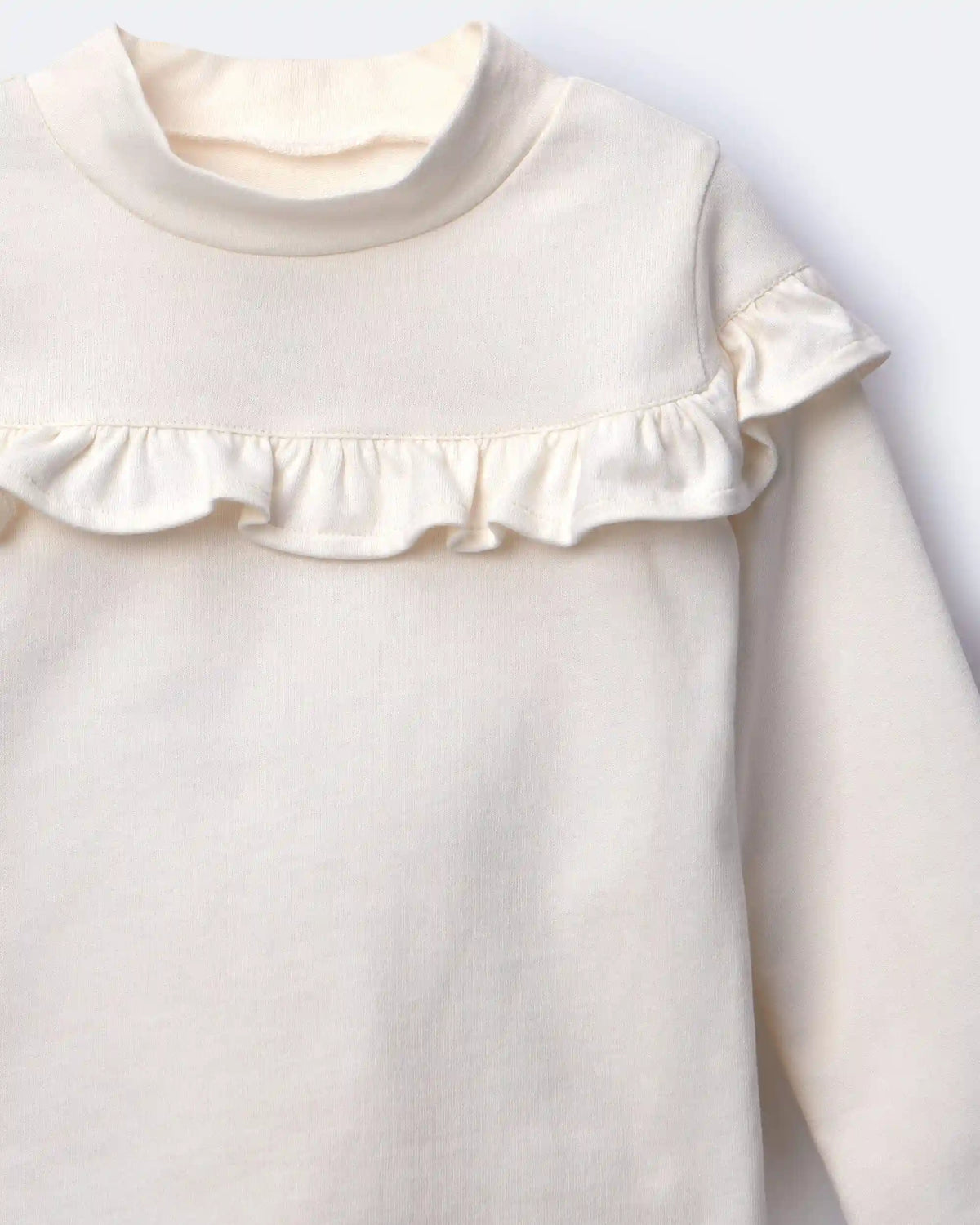 Toddler Girl Mock Neck Ruffle Top - Cream