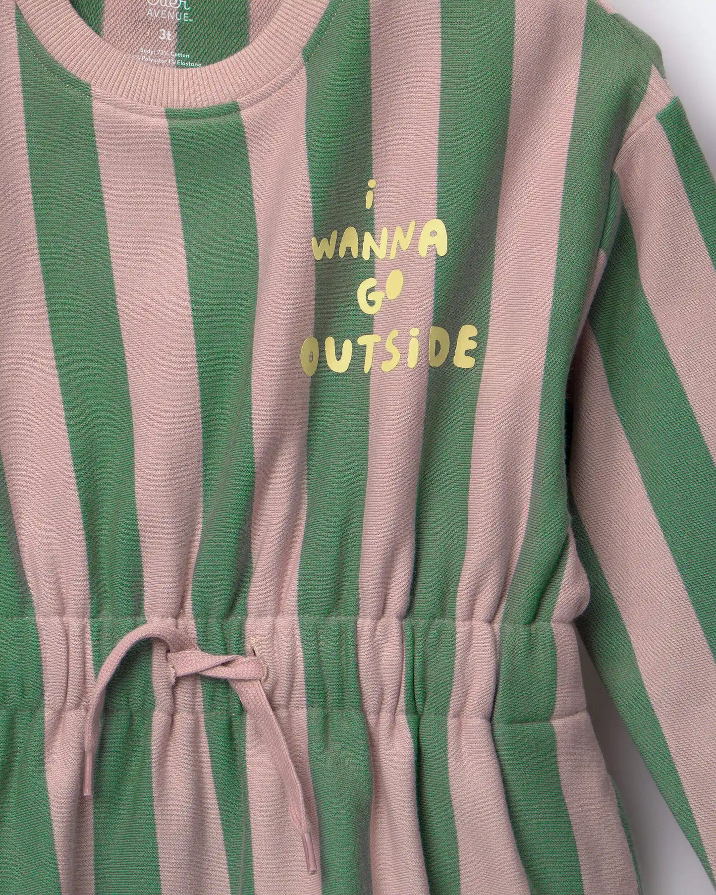 Toddler Girl Tie-Front Dress in Stripes - Mauve