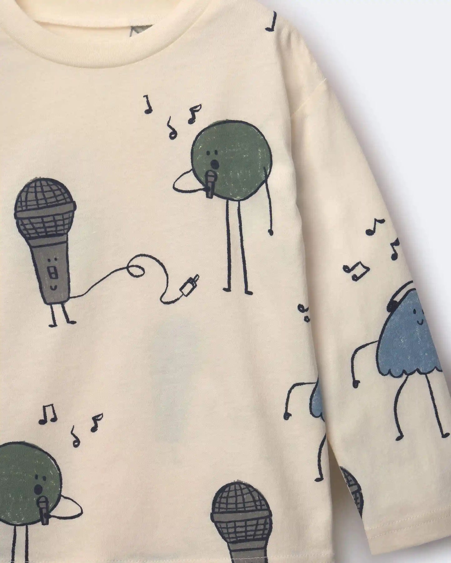 Toddler Long-Sleeve Relaxed Graphic Tee in Music Squish - Cream
