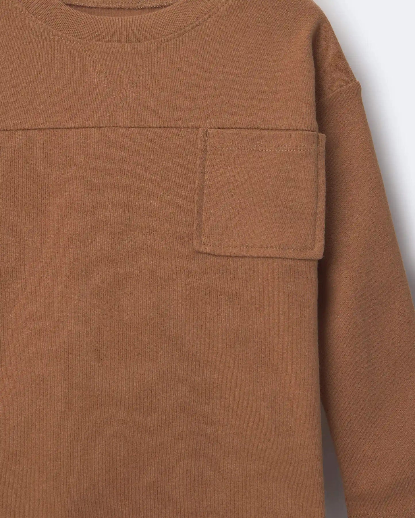 Toddler Ribbed Long-Sleeve Pocket Tee - Brown