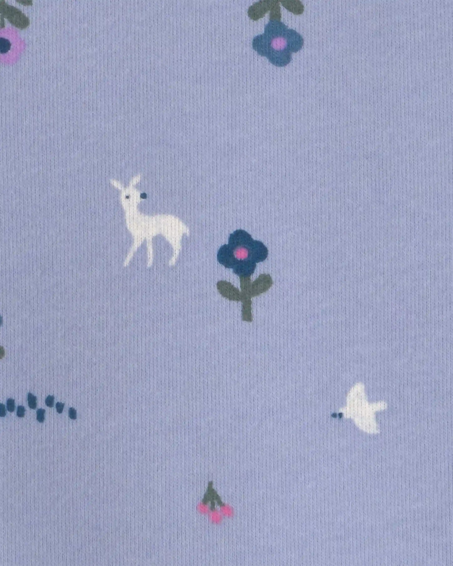 Toddler Girl Deer Floral Fleece Long-Sleeve Pullover Sweatshirt - Blue