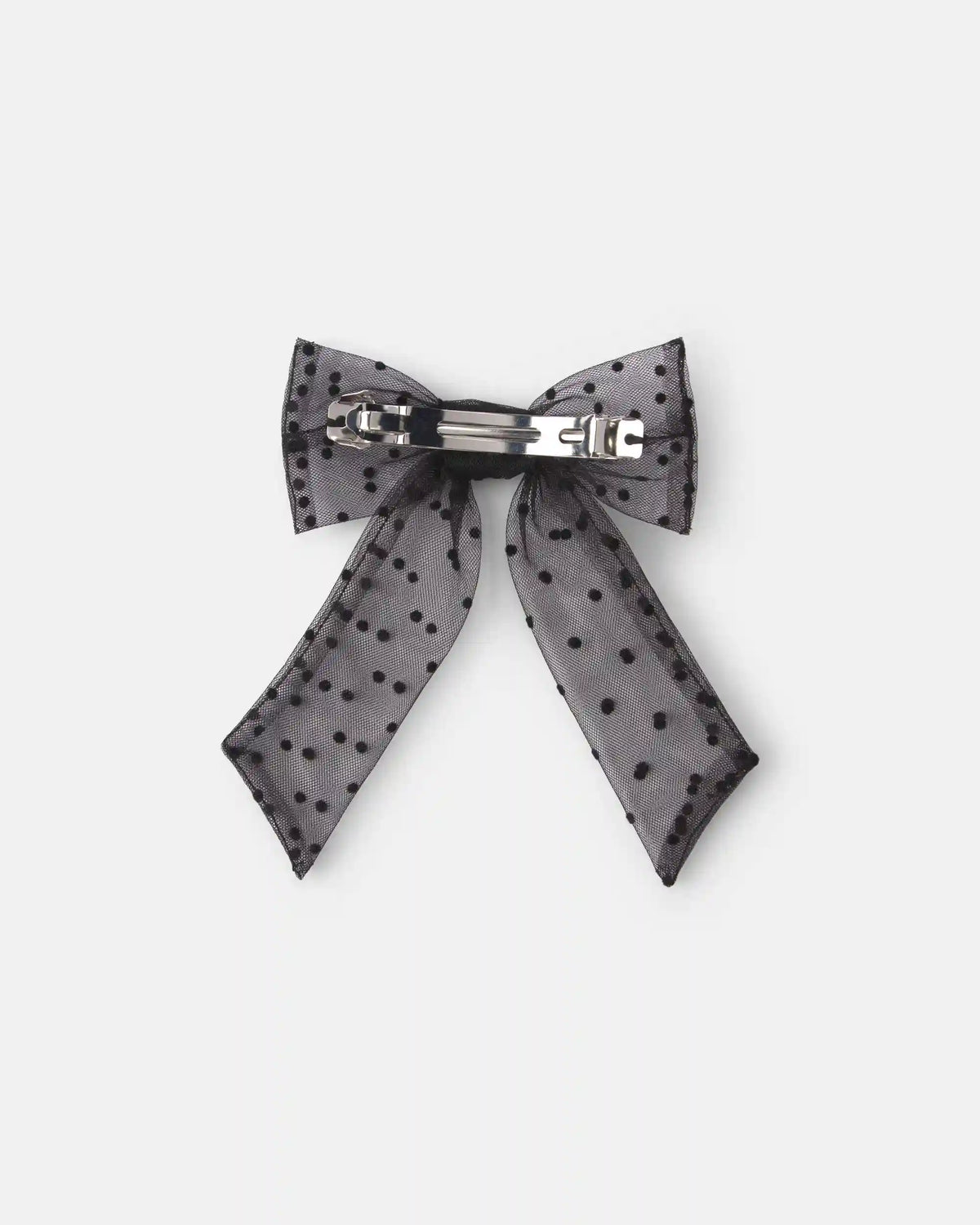 Toddler Girl Sheer Dot Bow Hair Clip - Black