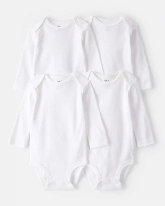 Baby 4-Pack Long-Sleeve Bodysuits - White