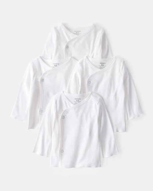 Baby 4-Pack Long-Sleeve Side-Snap Tees - White