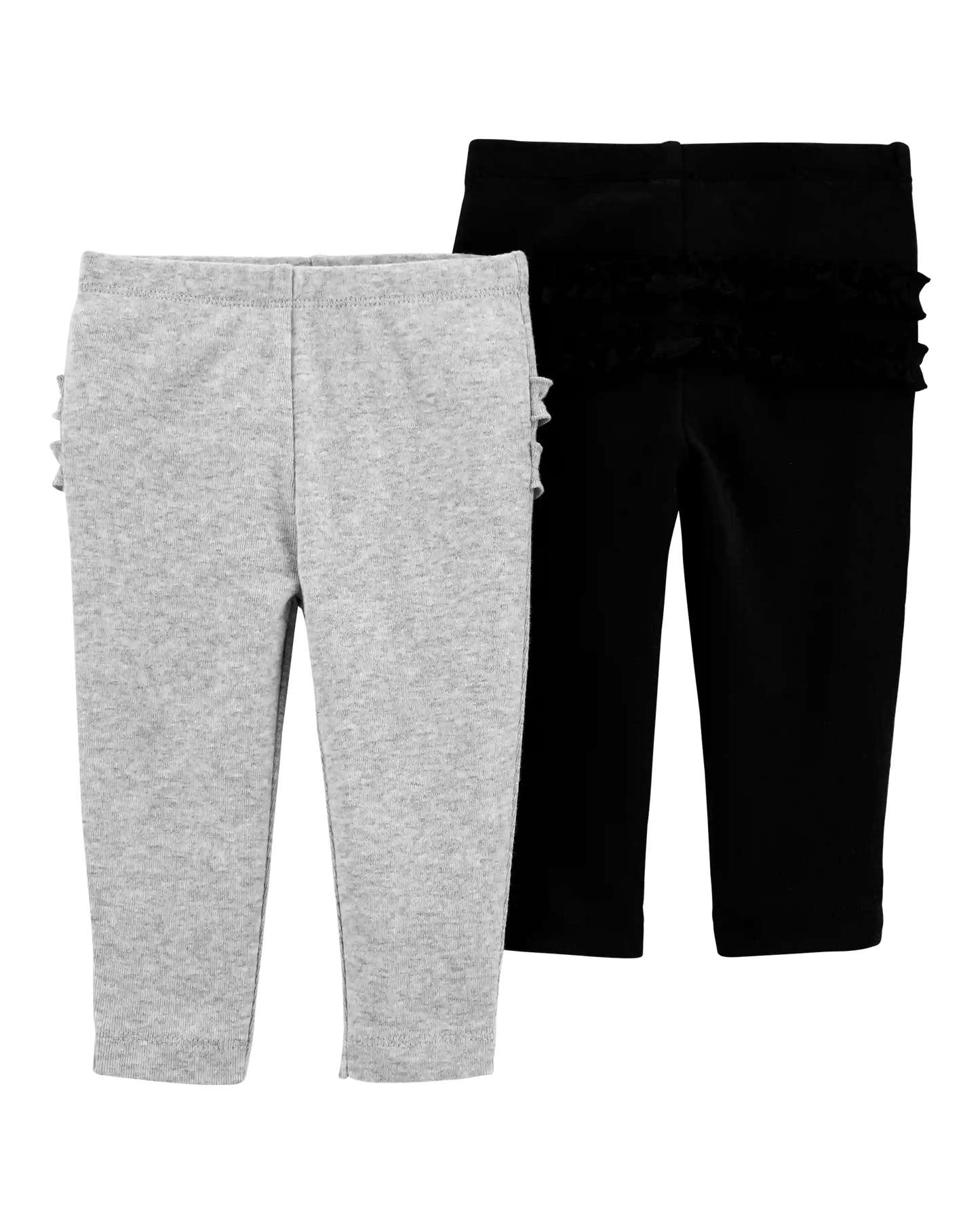 Baby Girl 2-Pack Ruffle-Detail Cotton Pants - Grey/Black
