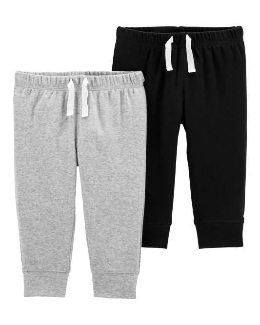 Baby Boy 2-Pack Cotton Pants - Grey/Black